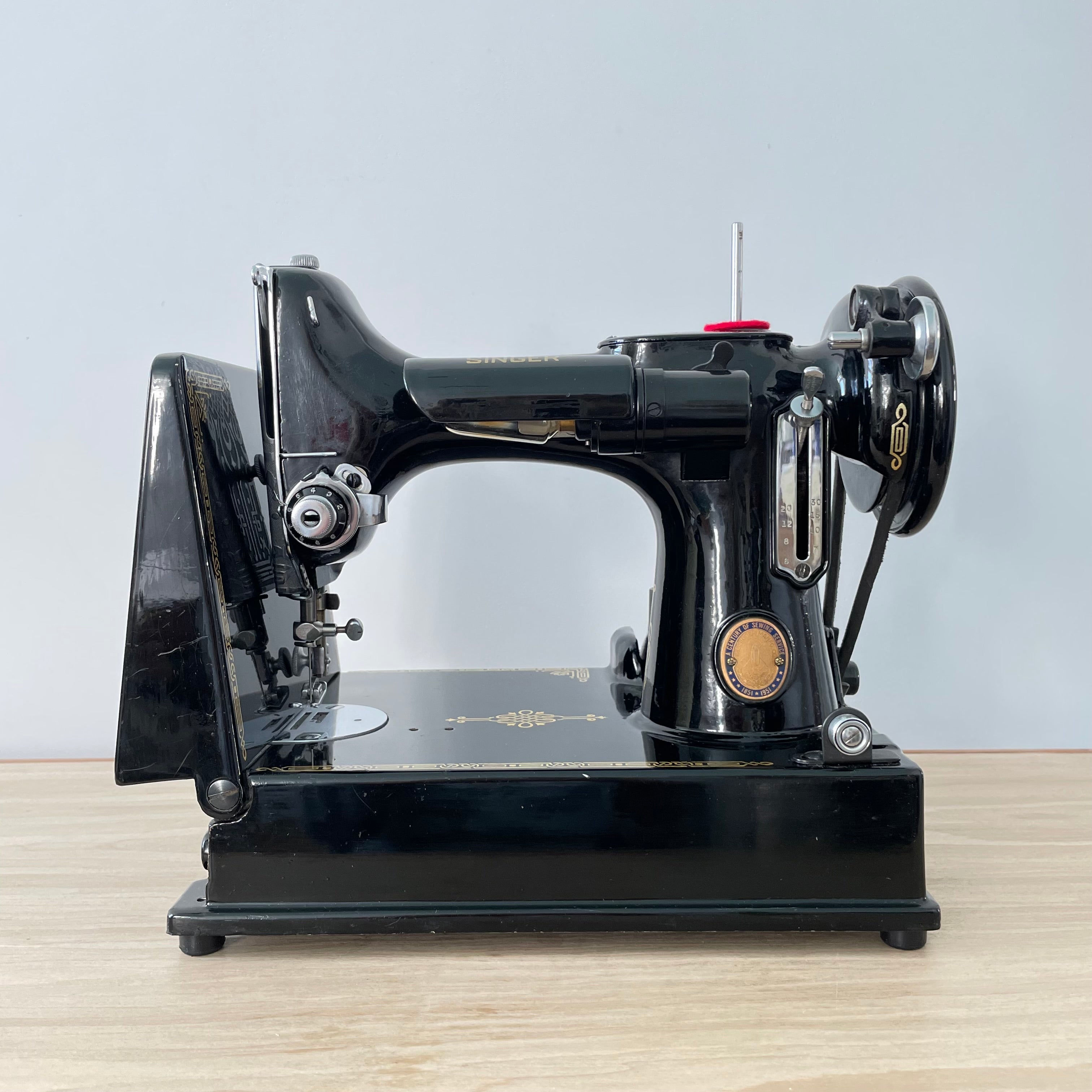 Singer 221K Featherweight Sewing Machine – 1951 Centennial Edition – With Case & Accessories