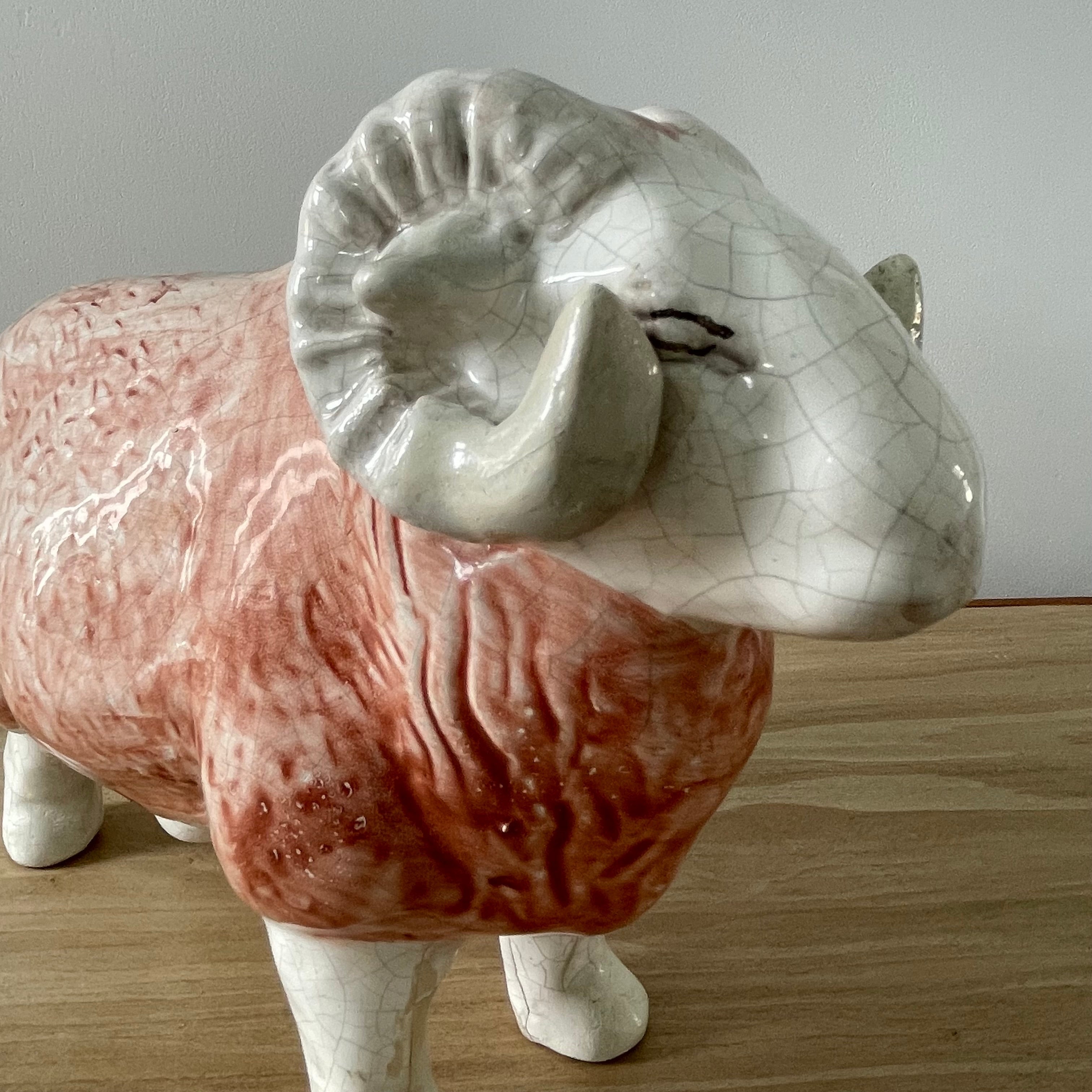 Original Antique Staffordshire Pottery Ram Figure – Butcher’s Shop Window Display c.1910