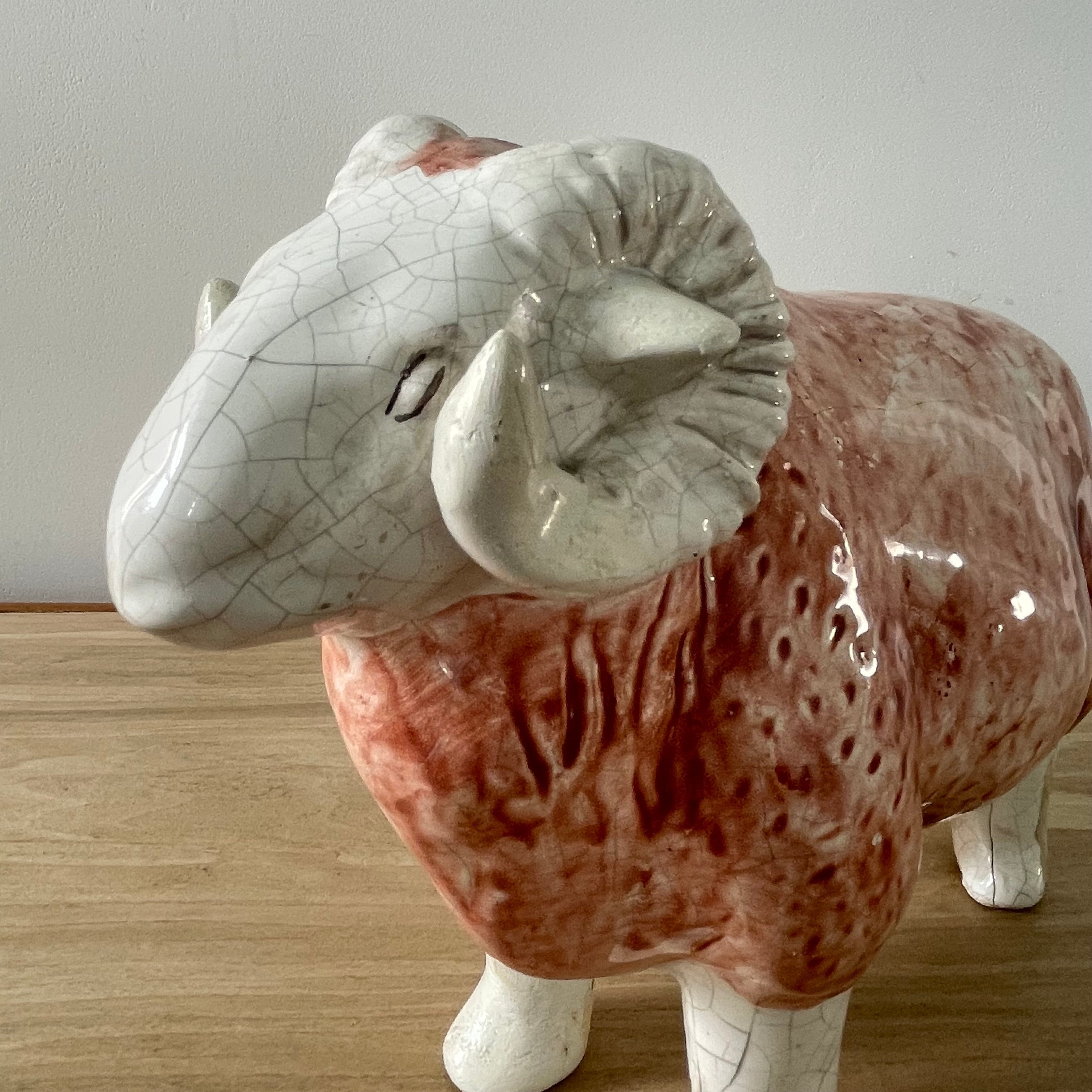 Original Antique Staffordshire Pottery Ram Figure – Butcher’s Shop Window Display c.1910