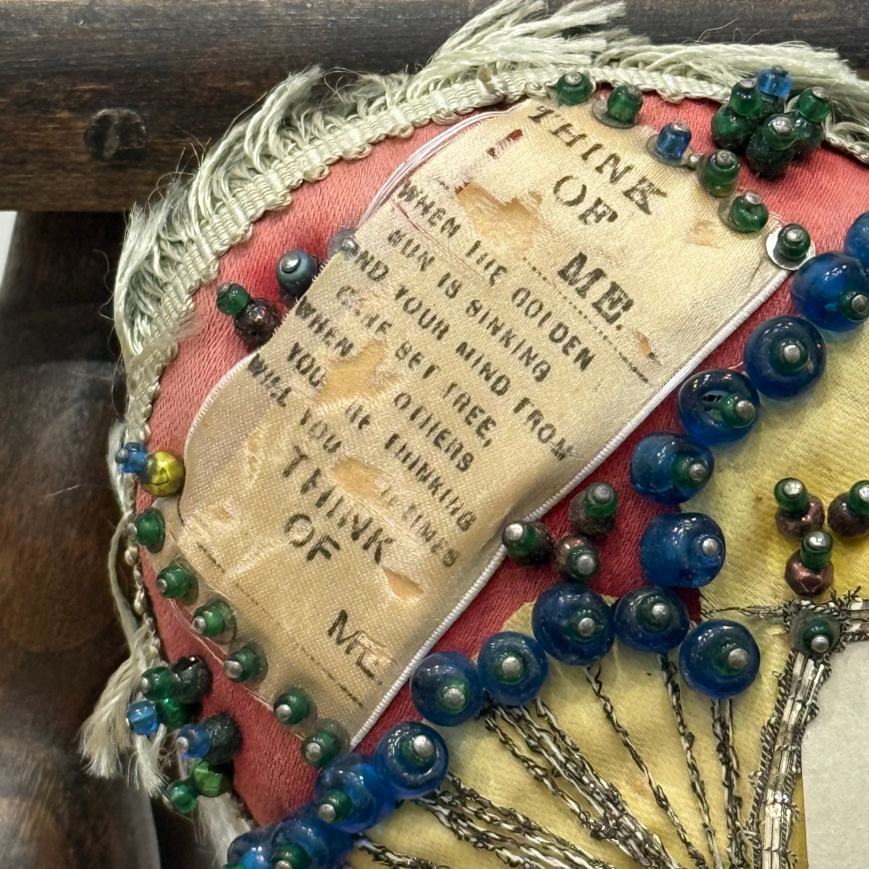 WW1 Beaded Heart Pin Cushion – Lincolnshire Regiment 10th Foot – Egypt Sphinx