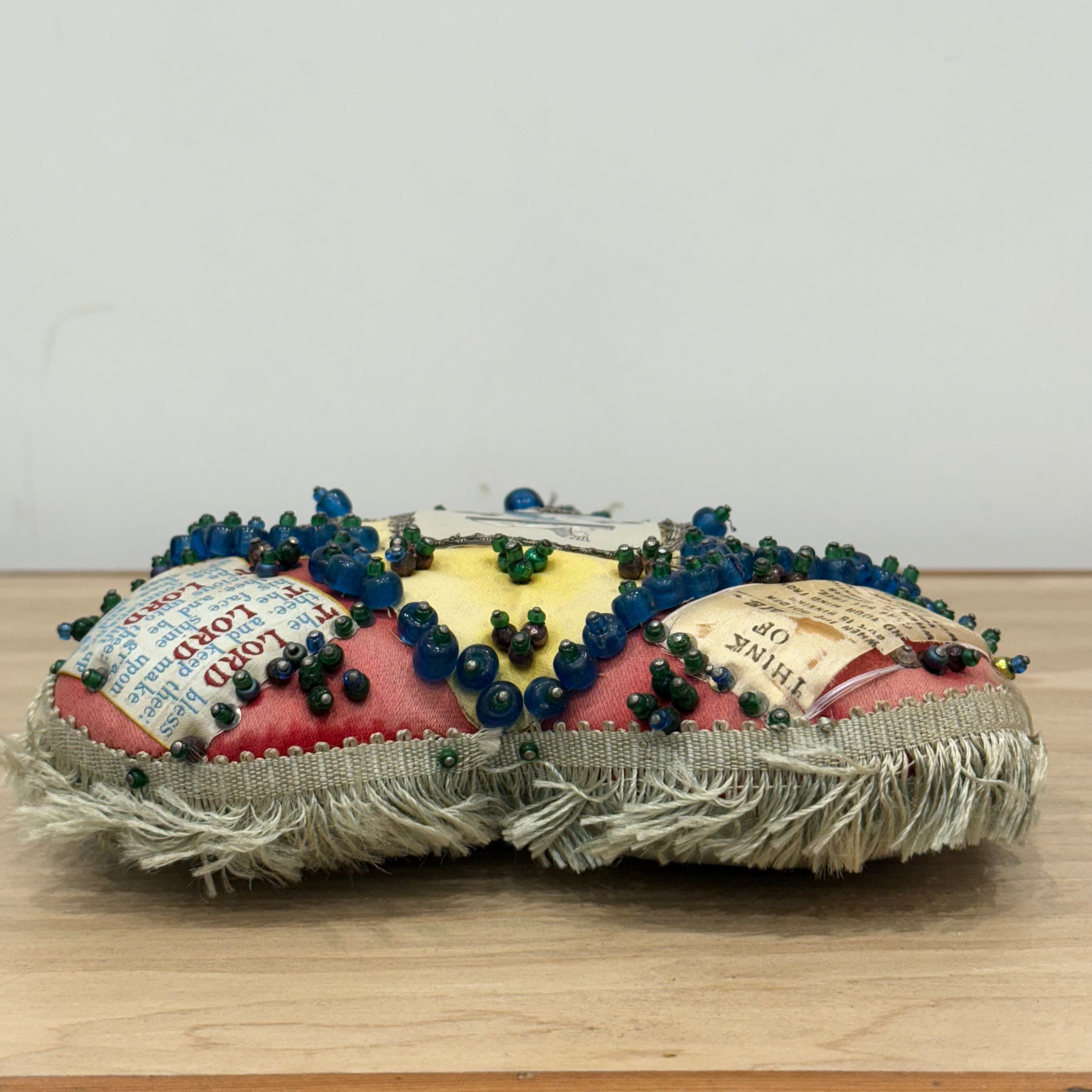 WW1 Beaded Heart Pin Cushion – Lincolnshire Regiment 10th Foot – Egypt Sphinx