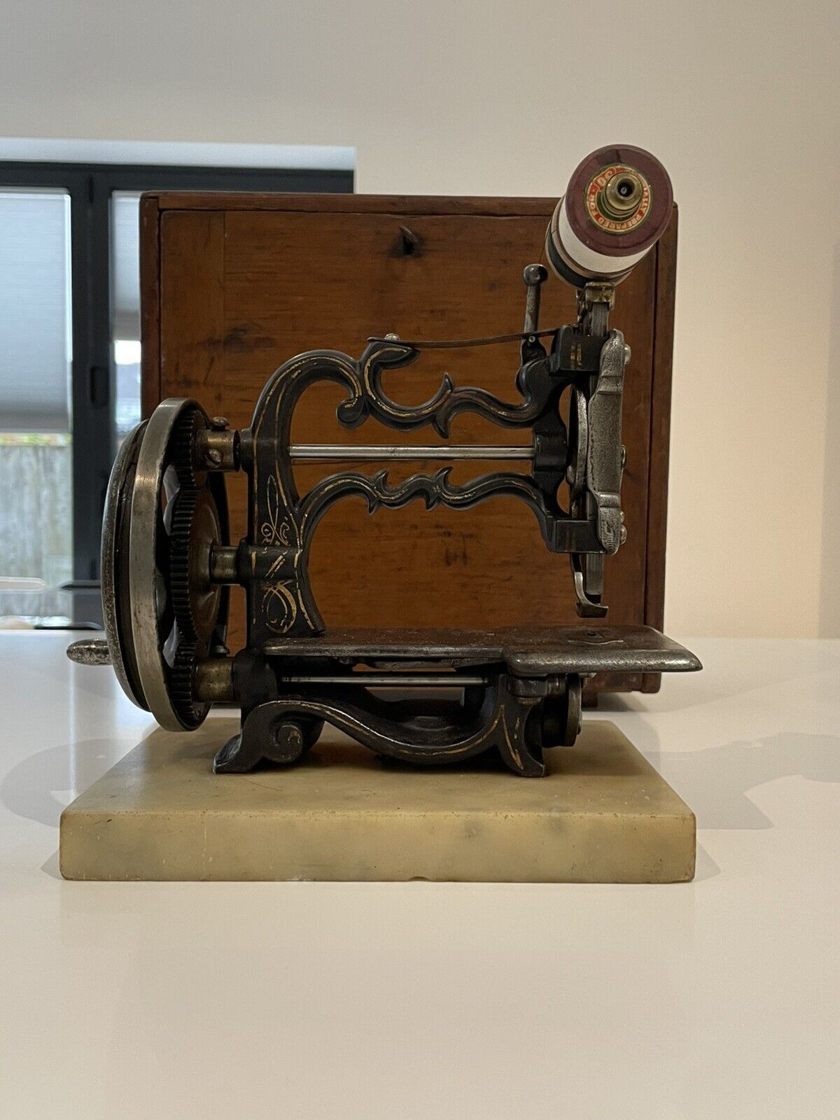 Antique 19th Century Charles Raymond Cast Iron Hand-Cranked Sewing Machine