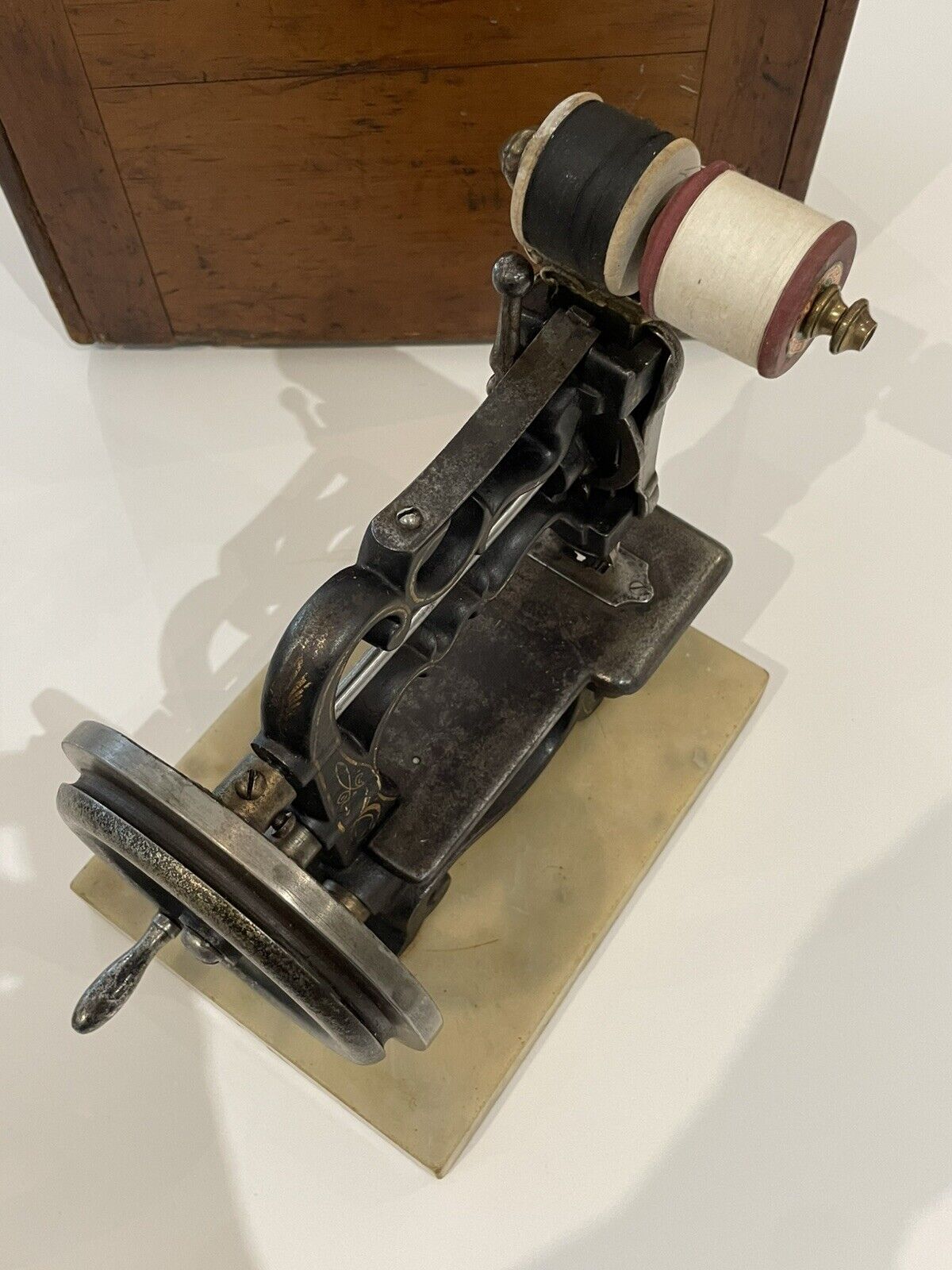 Antique 19th Century Charles Raymond Cast Iron Hand-Cranked Sewing Machine