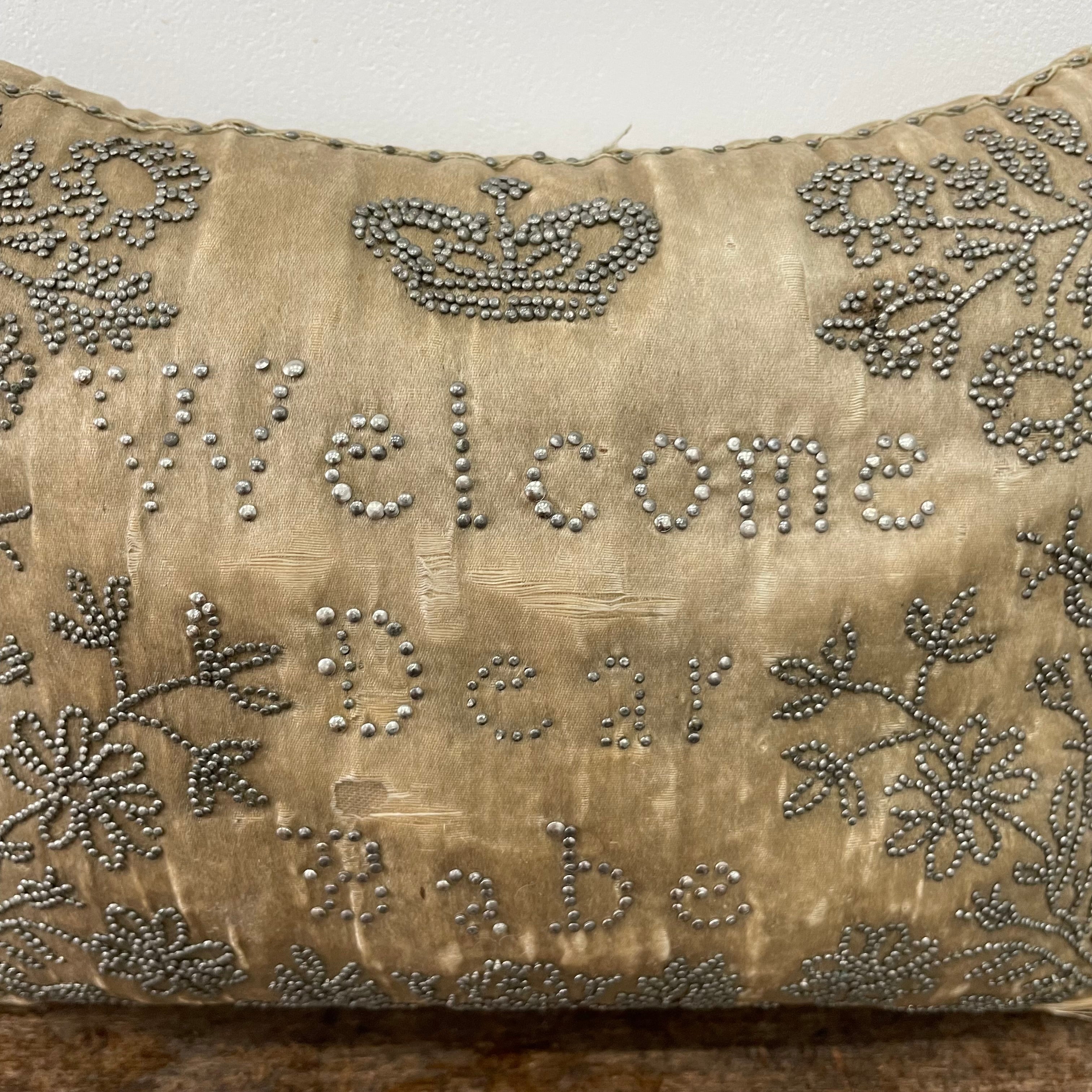 Antique Cream Silk Layette Pin Cushion - &