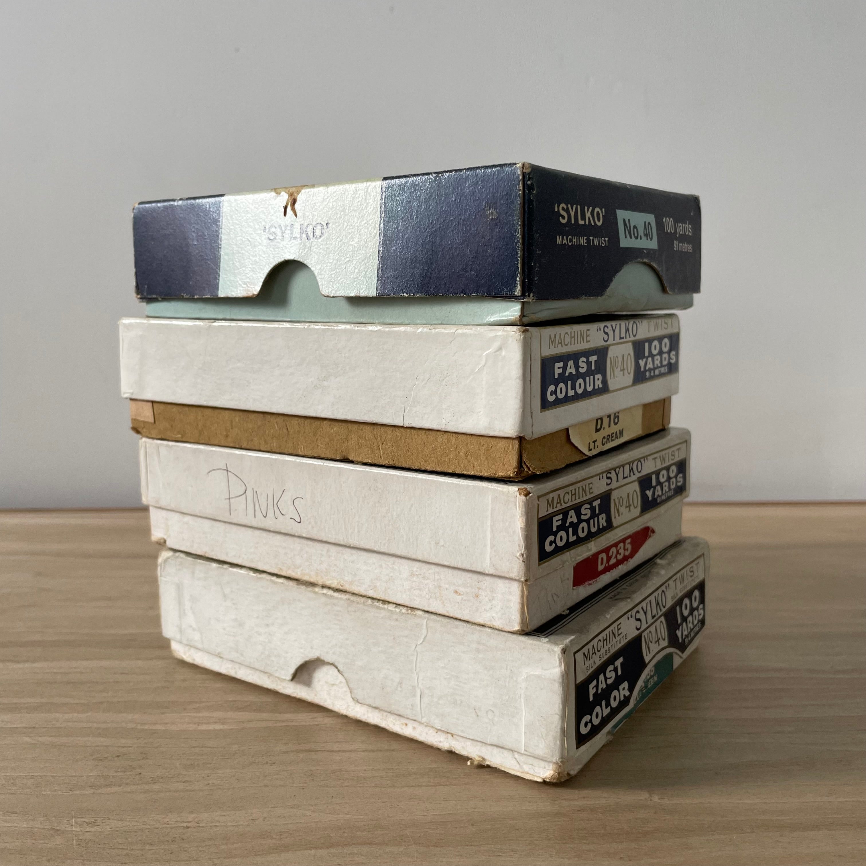 Collection of Dewhurst Sylko Machine Twist Thread Boxes – 1920s to 1970s