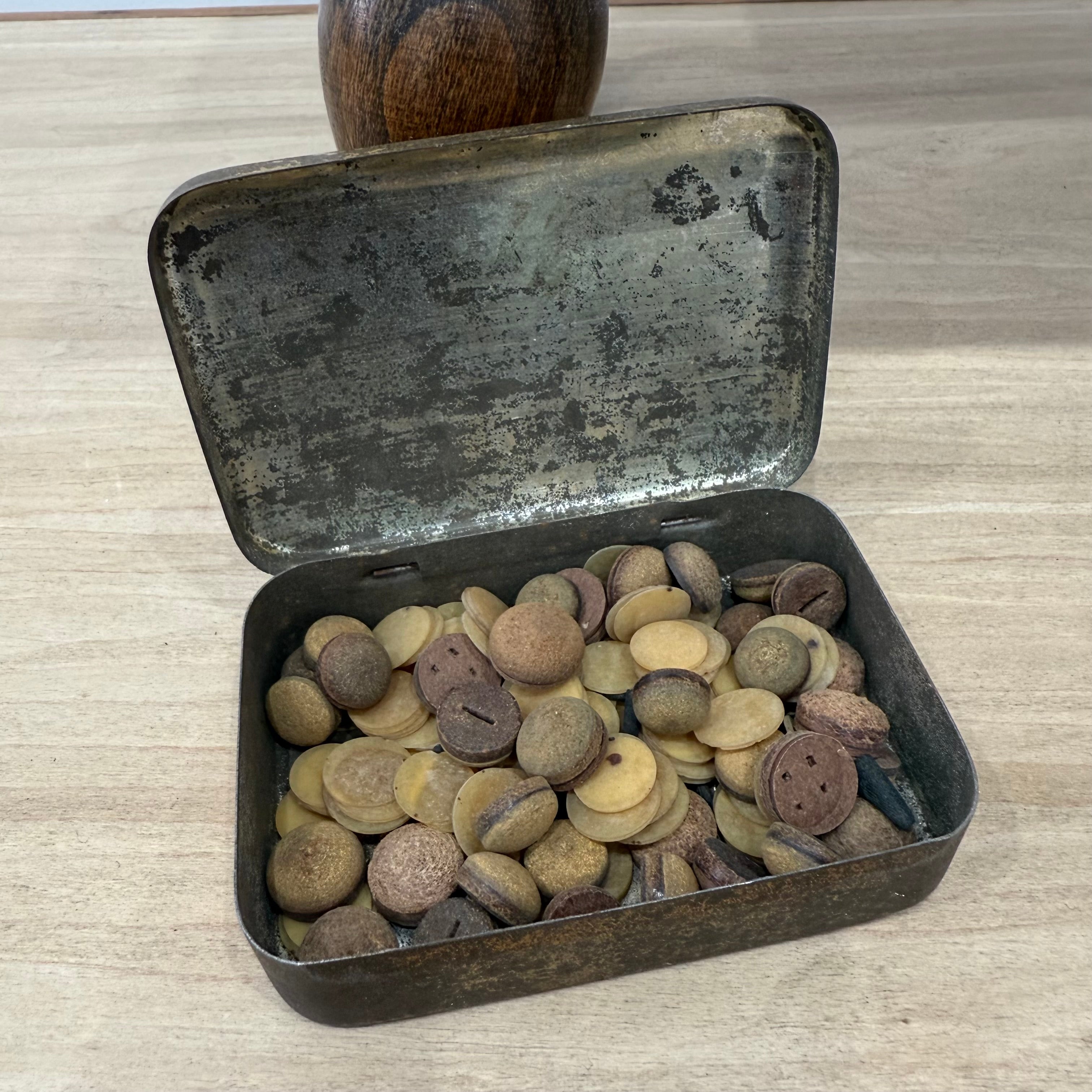 Antique E.J. Riley Ltd Advertising Tin – Accrington Billiard Tables – With Original Cue Tips