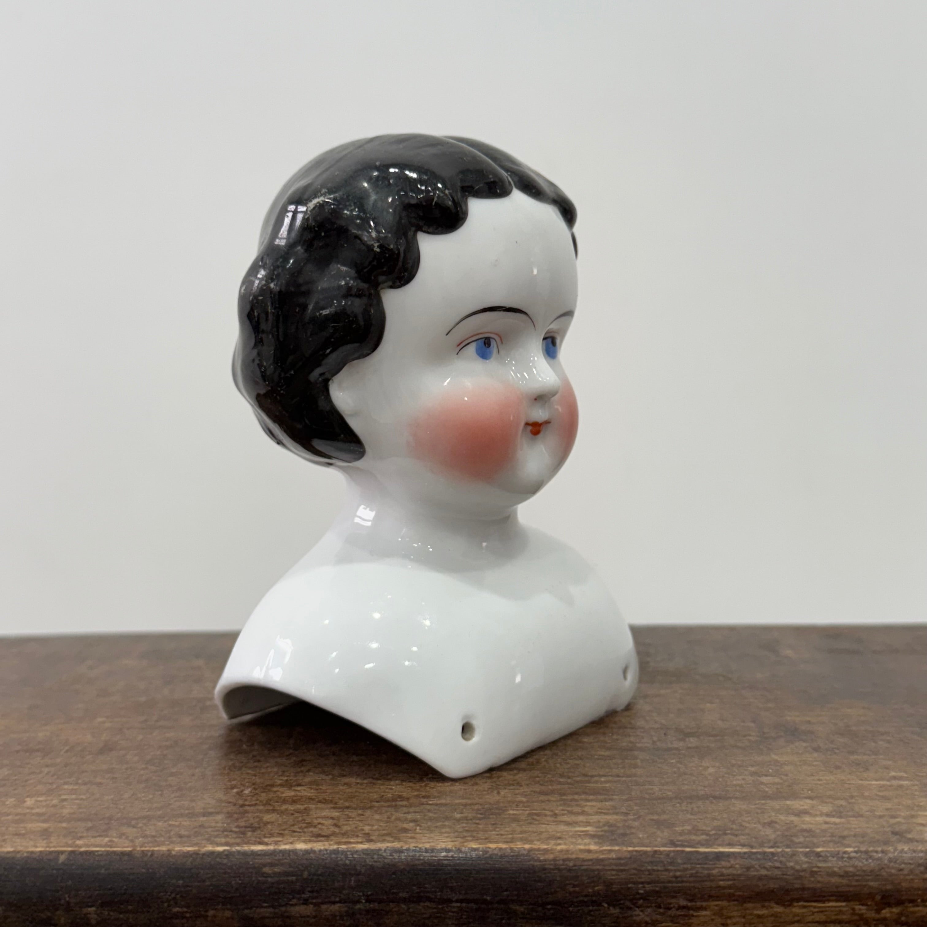 Antique Porcelain Doll Shoulder Head Bust 19th Century Rosy Cheeks