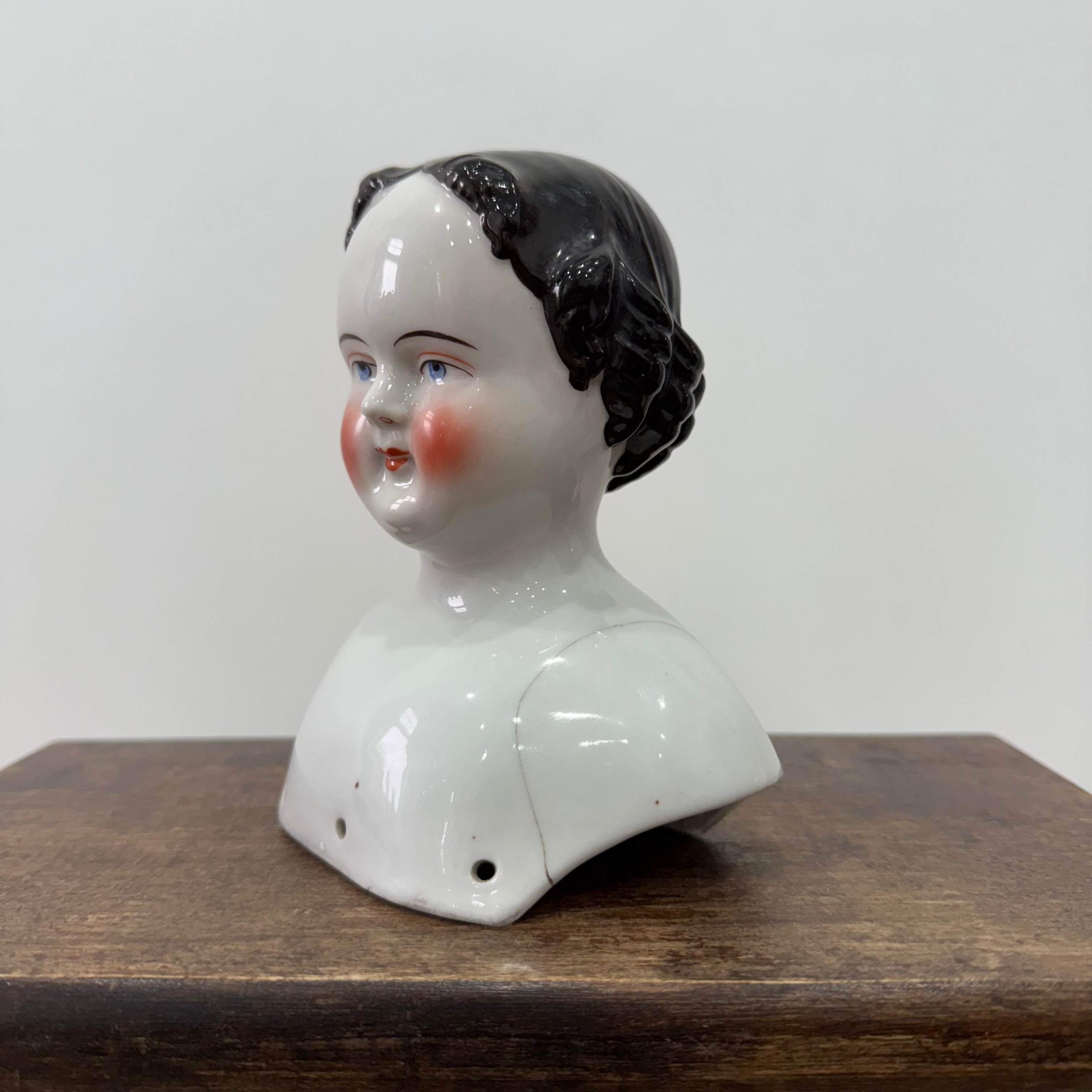 Antique Porcelain Doll Shoulder Head Bust 19th Century