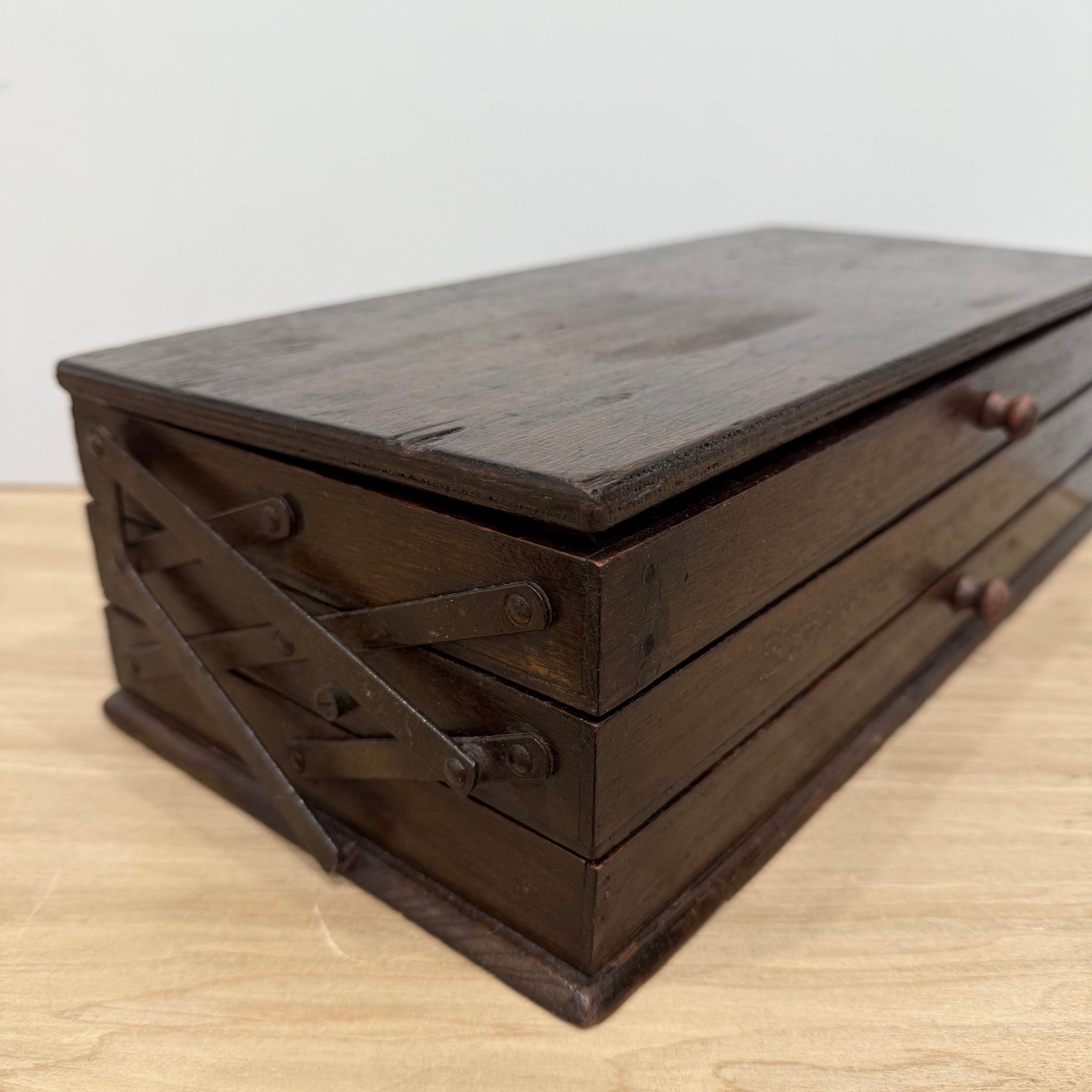 Antique Clark’s Anchor Cantilever Embroidery Thread Box with Original Contents