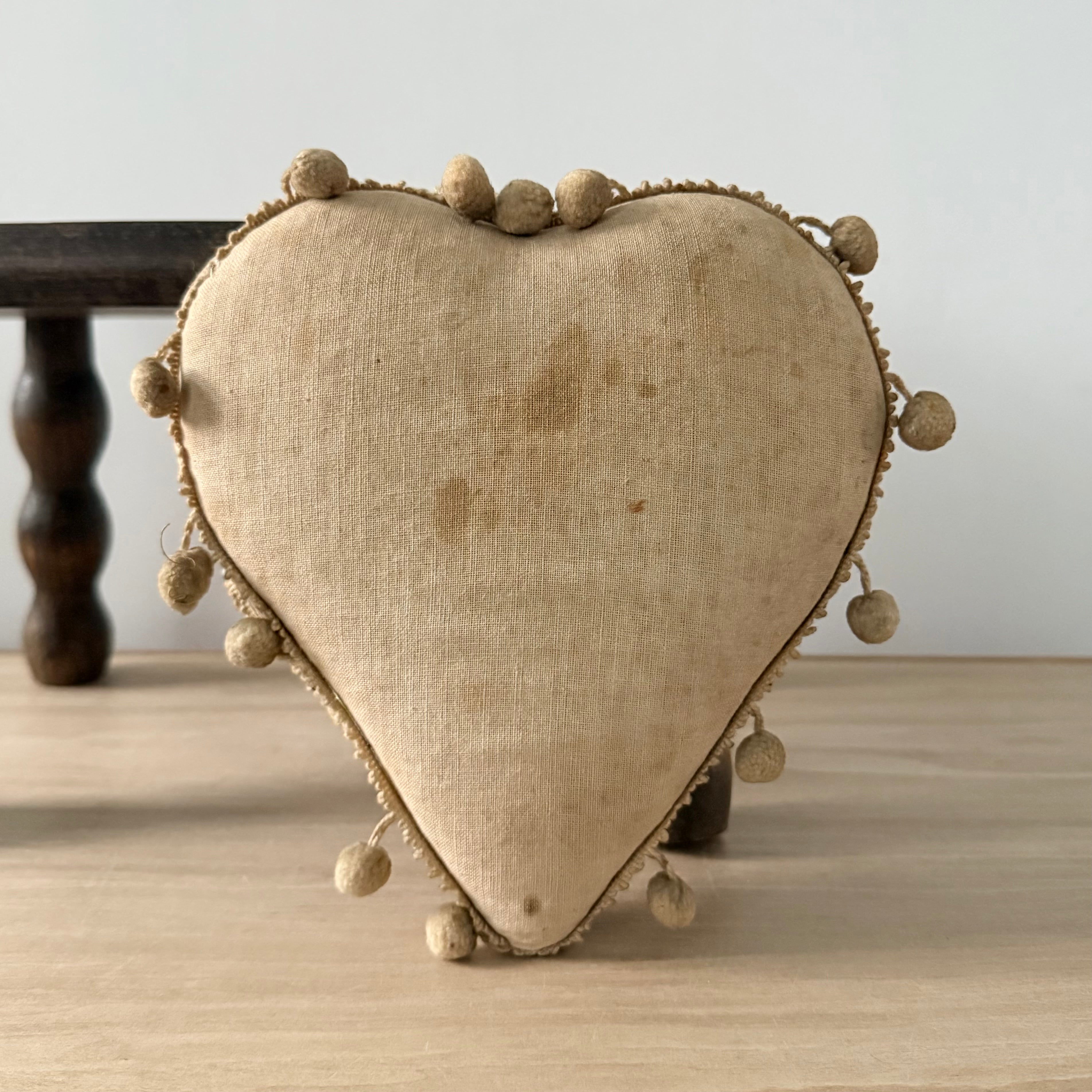 WWI Sweetheart Beaded Heart Pin Cushion with Portrait of Tsar Nicholas II