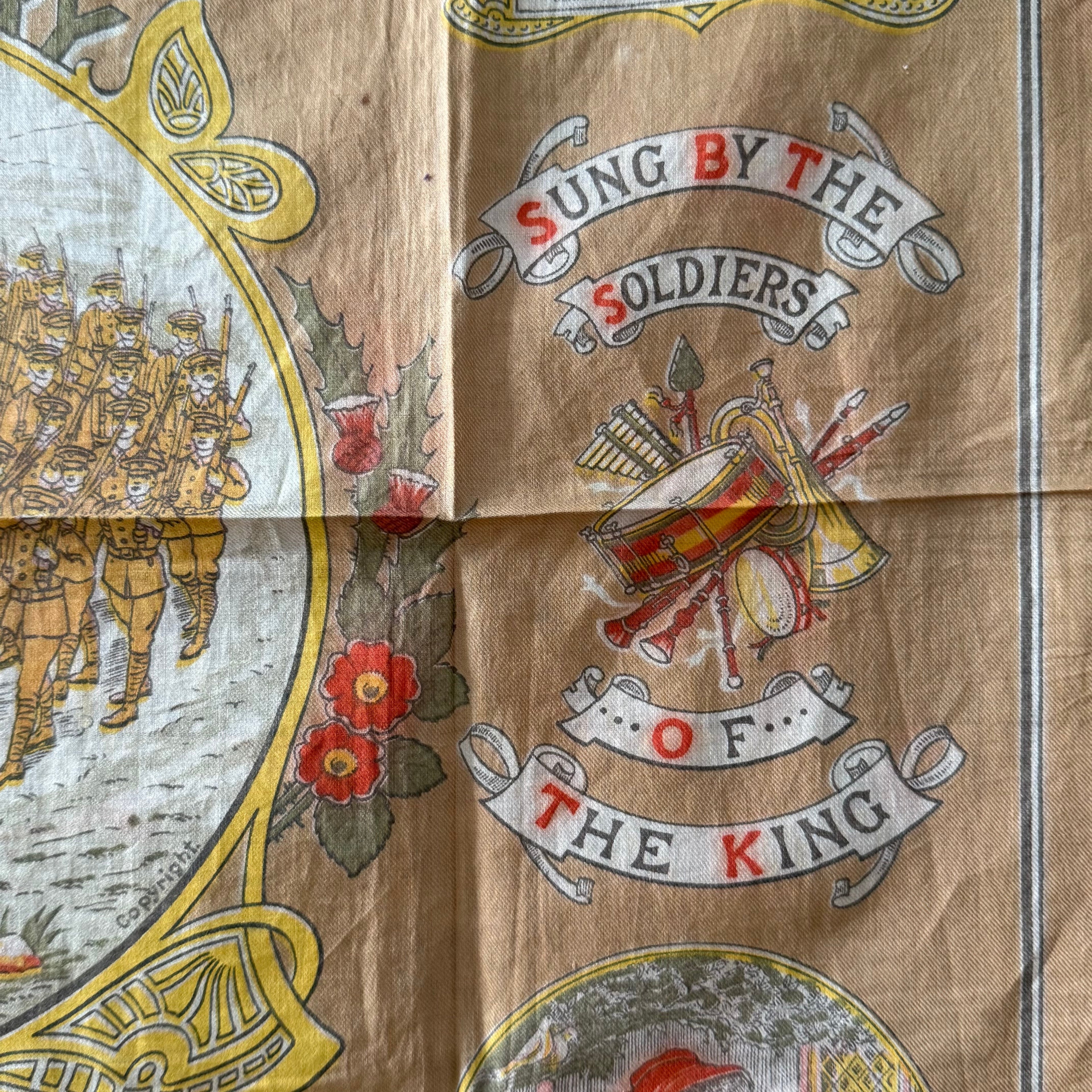 WWI “It’s a Long Way to Tipperary” Printed Cotton Souvenir Handkerchief
