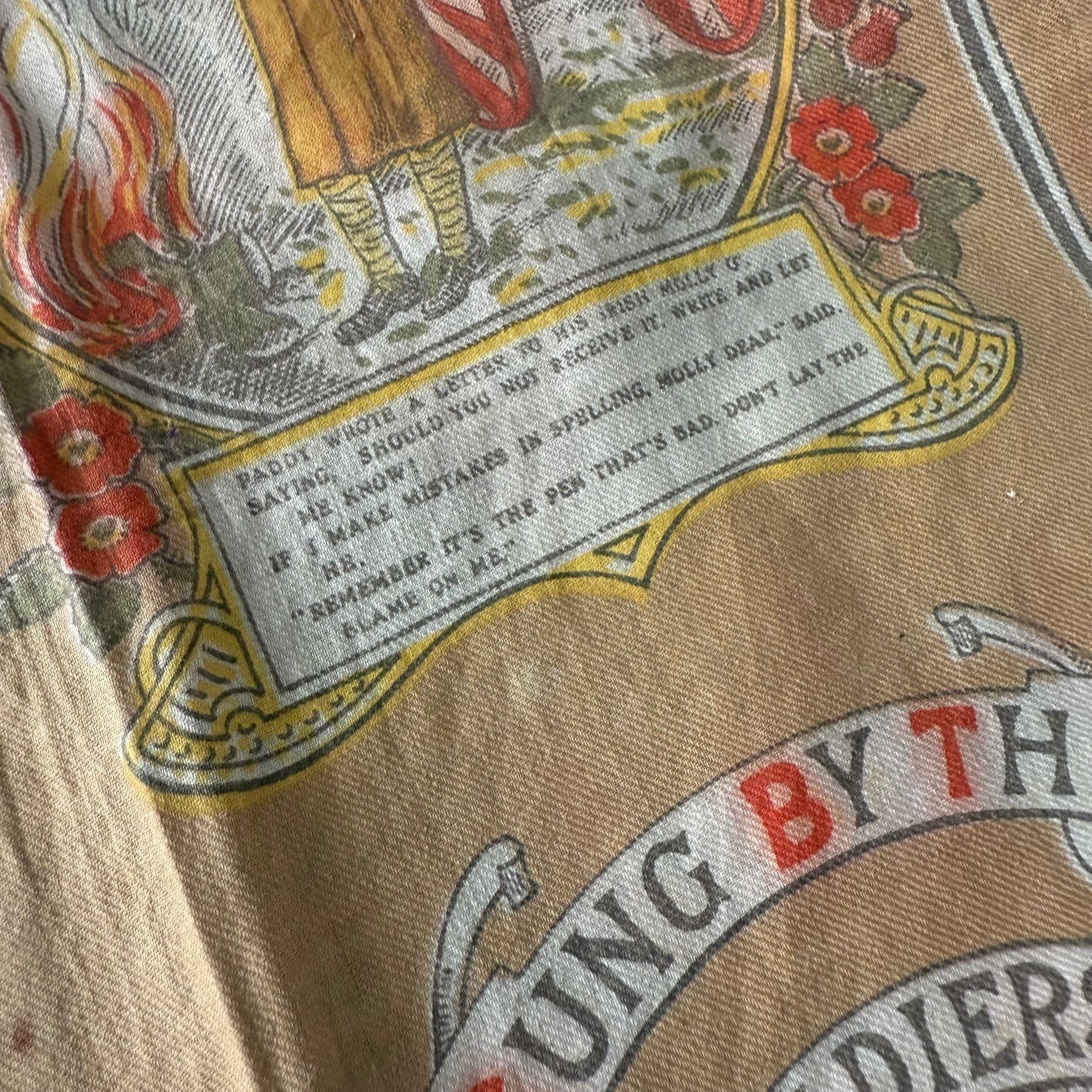 WWI “It’s a Long Way to Tipperary” Printed Cotton Souvenir Handkerchief