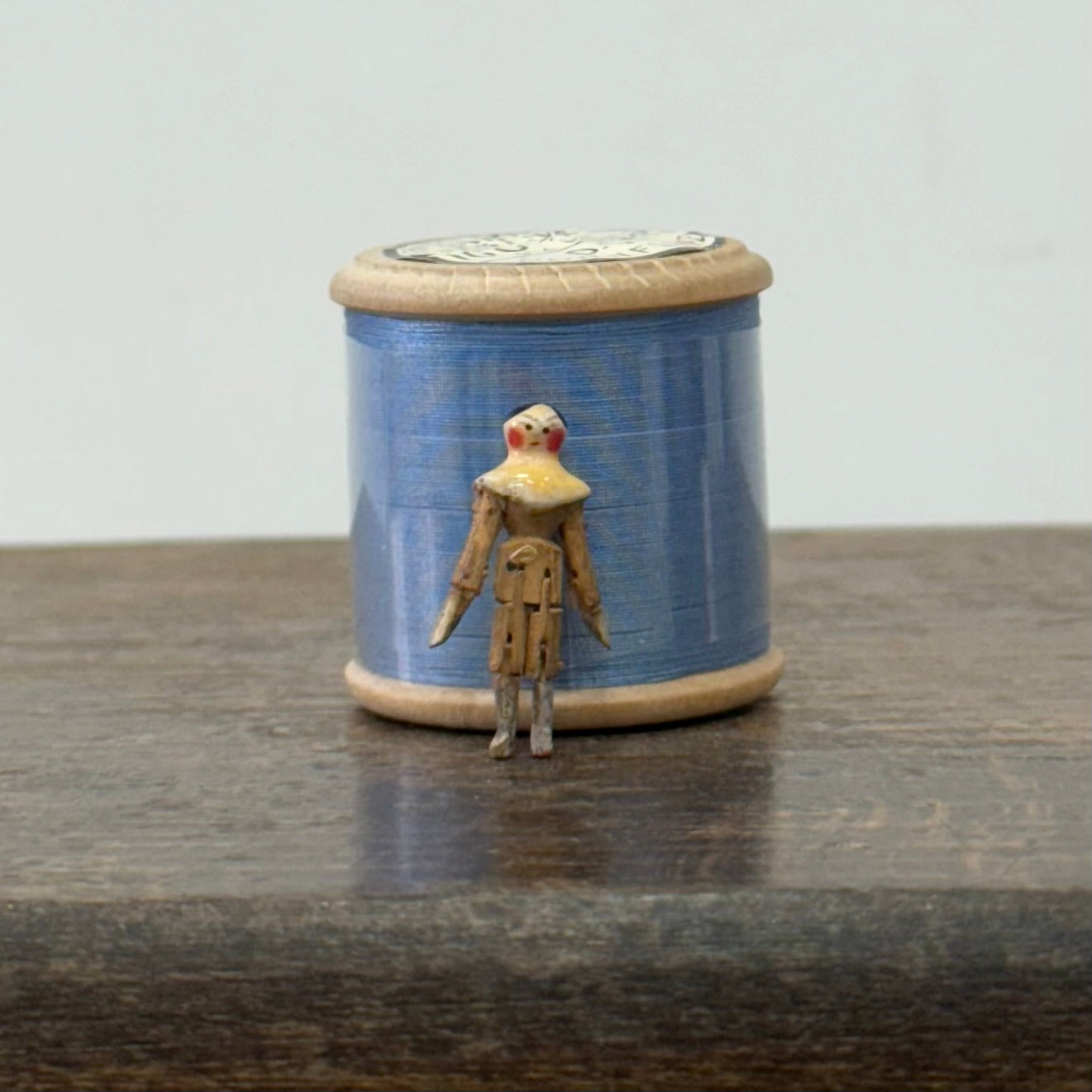 Late 19th Century Miniature Wooden Doll Hand Painted Folk Art 2.5cm