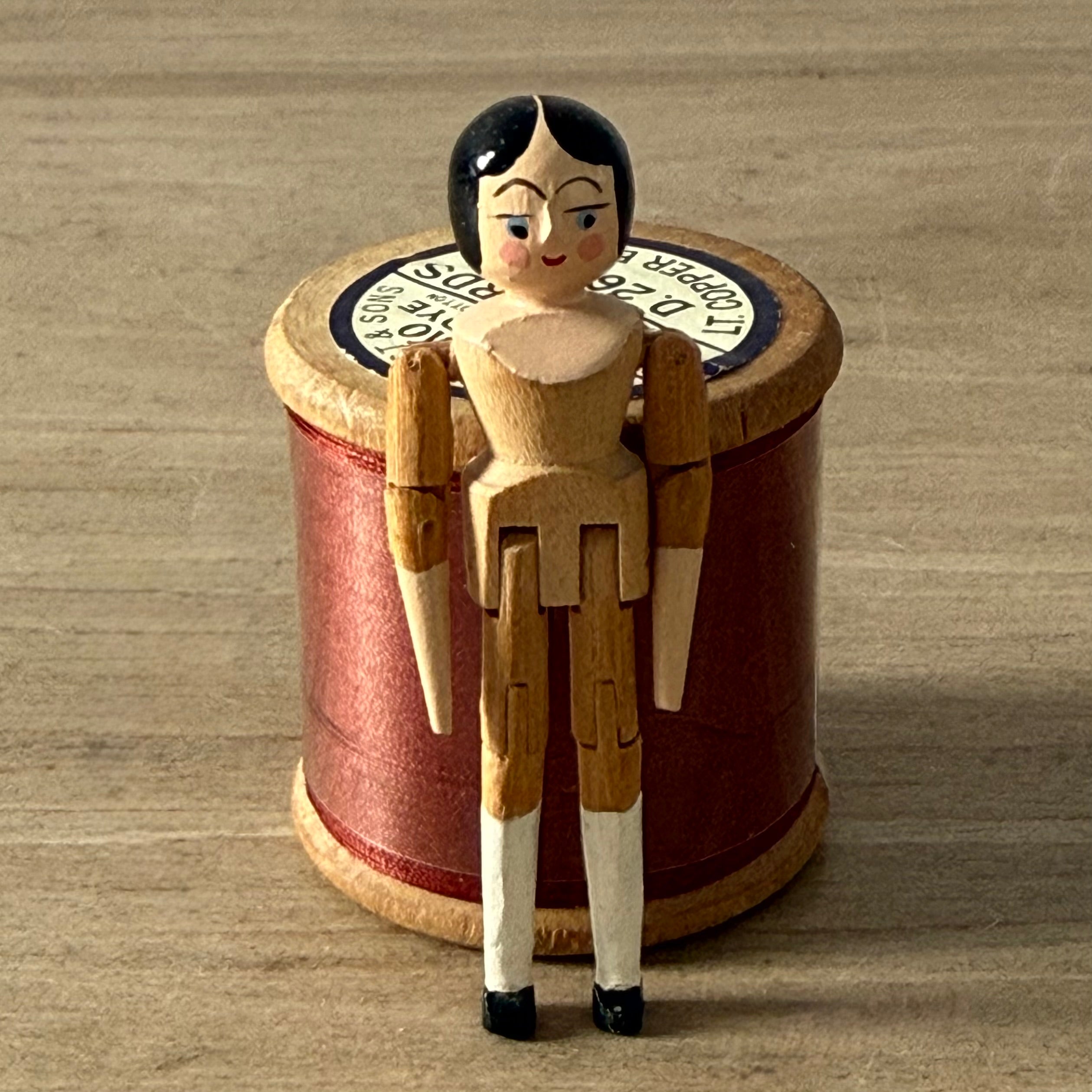 Eric Horne Wooden Doll Collectible England Dated 1995 5.5cm