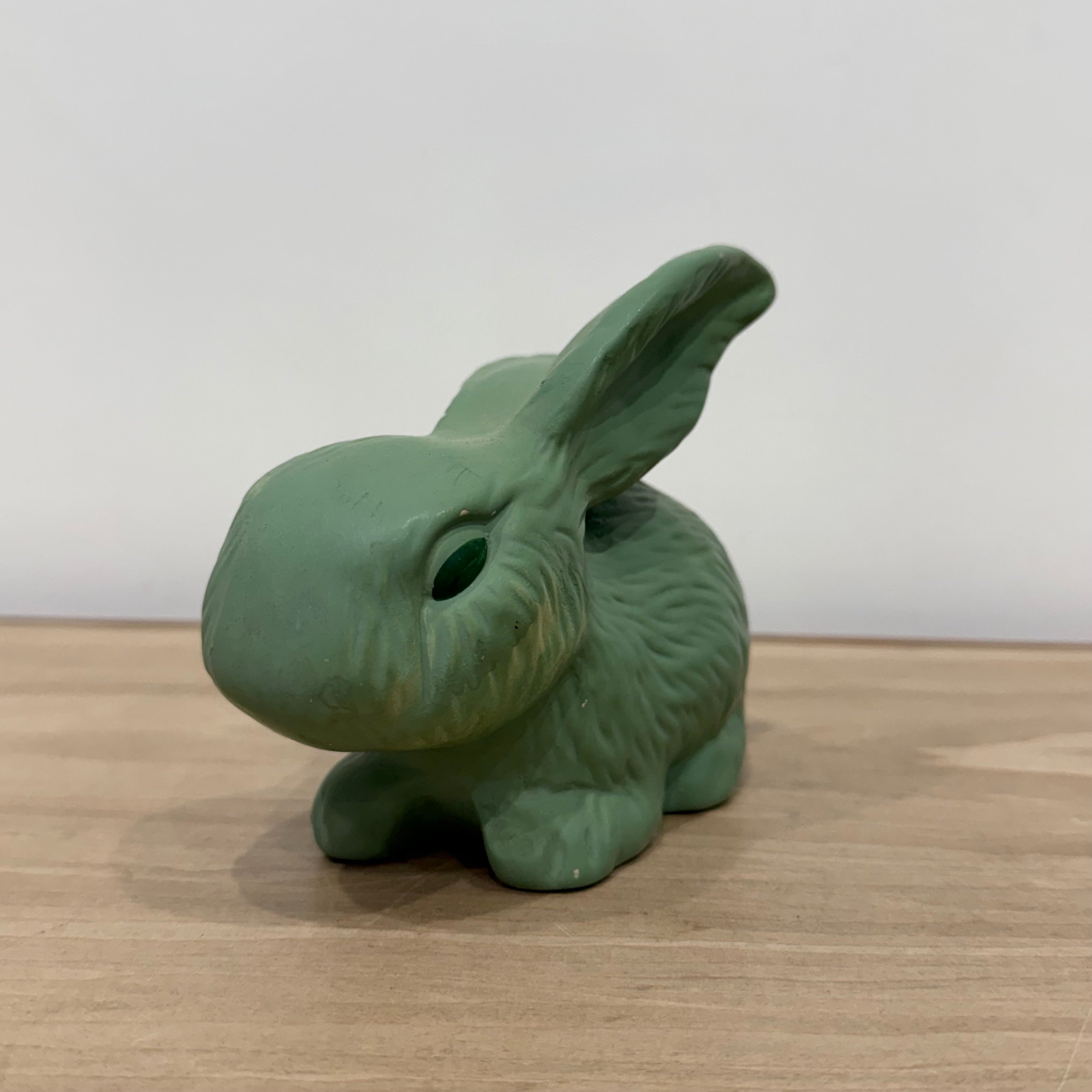 Vintage Green Rabbit Model 337 Matt Staffordshire Pottery Bunny Figure