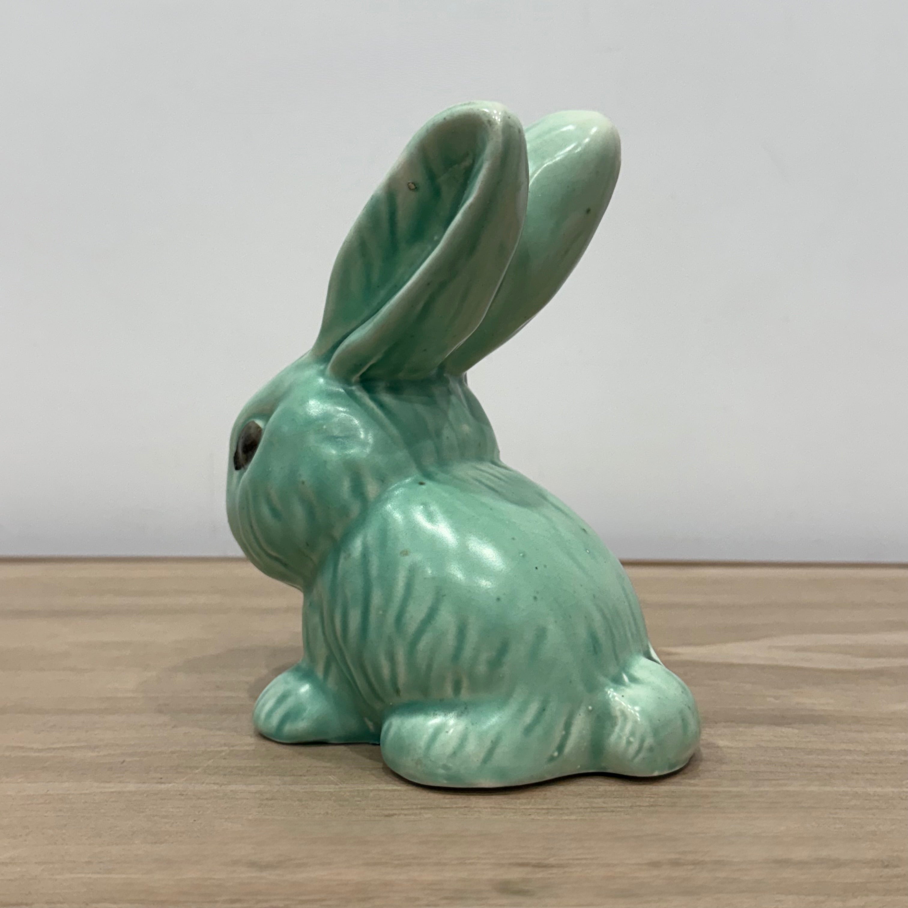 Vintage Green Rabbit Ornament Large Staffordshire Pottery Bunny Figure