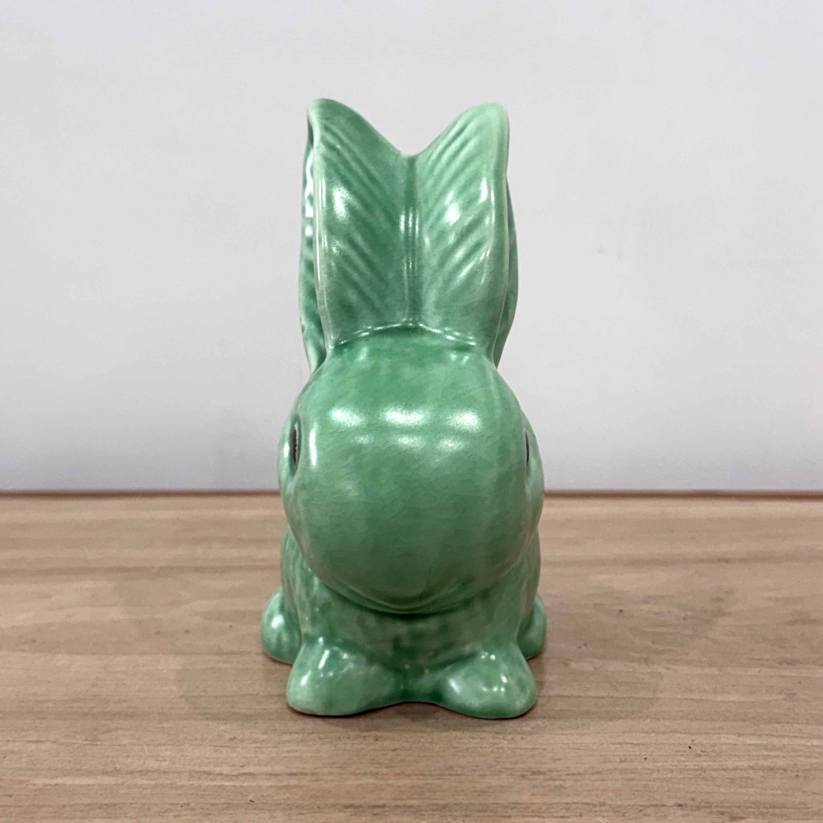 SylvaC 990 Green Rabbit Ornament Vintage Staffordshire Pottery Bunny Figure