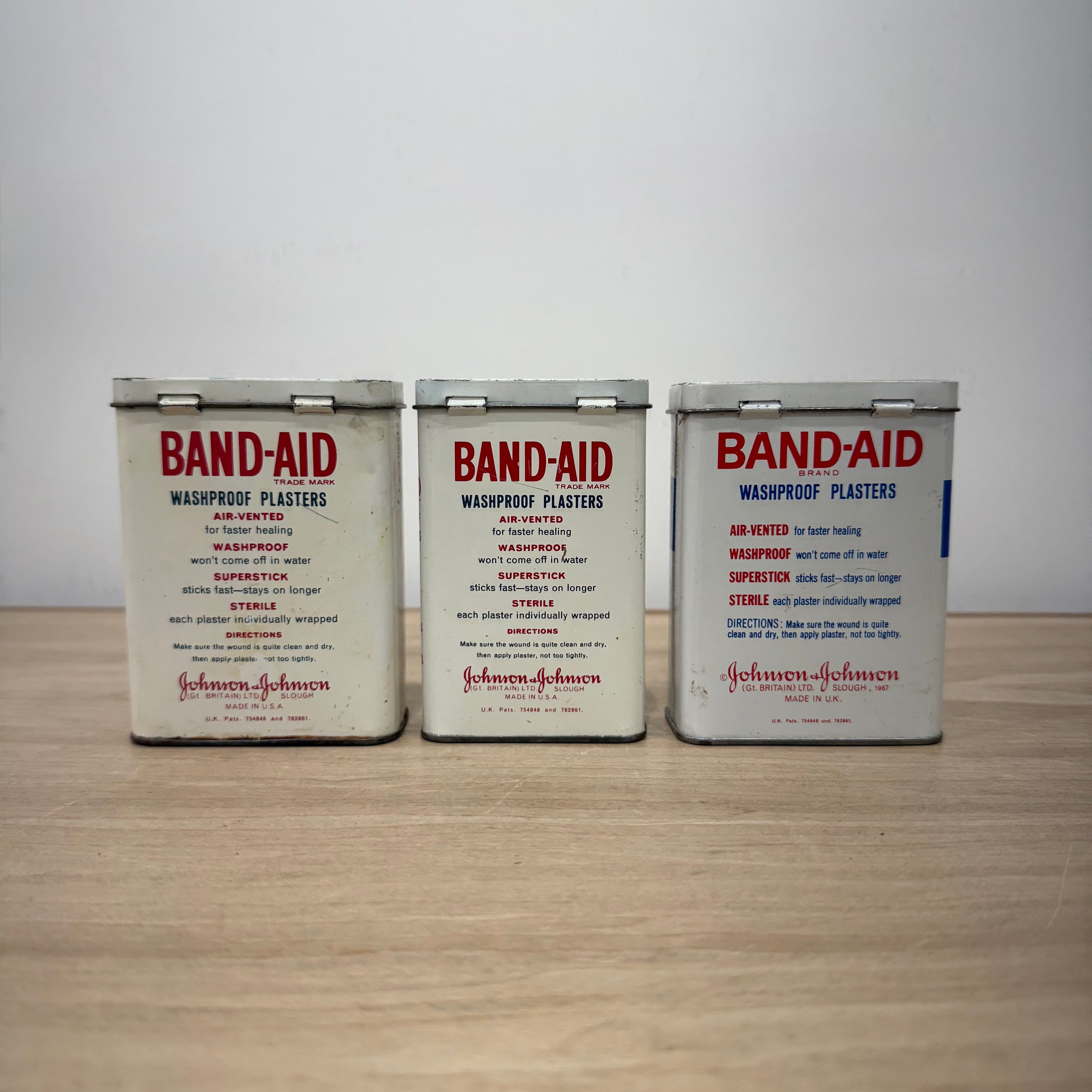 Vintage First Aid Outfit Tin with Elastoplast and Band-Aid Tins 1950s