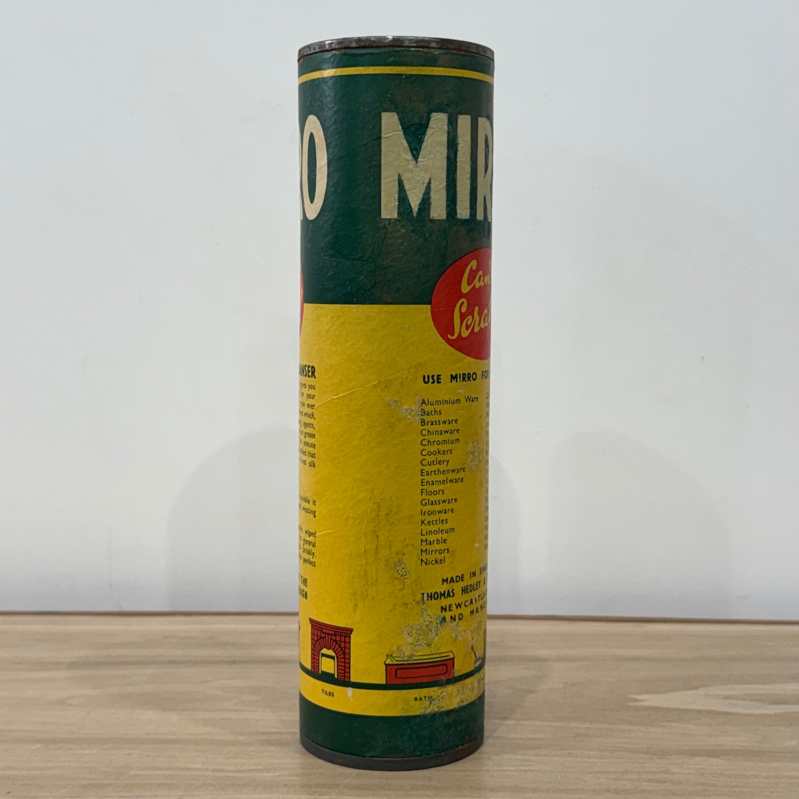 Vintage Mirro “Can’t Scratch” Cleanser Tin Thomas Hedley Newcastle