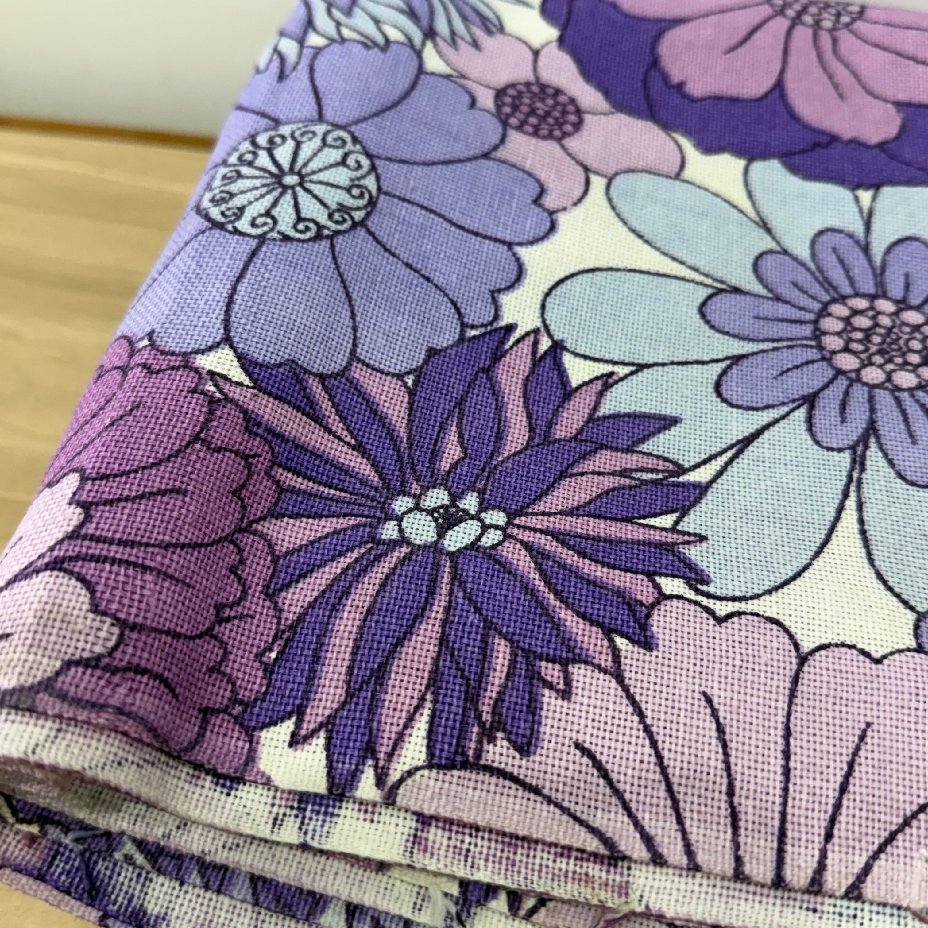 Vintage St Michael Flower Power Fabric 1970s Purple Floral 6.5m