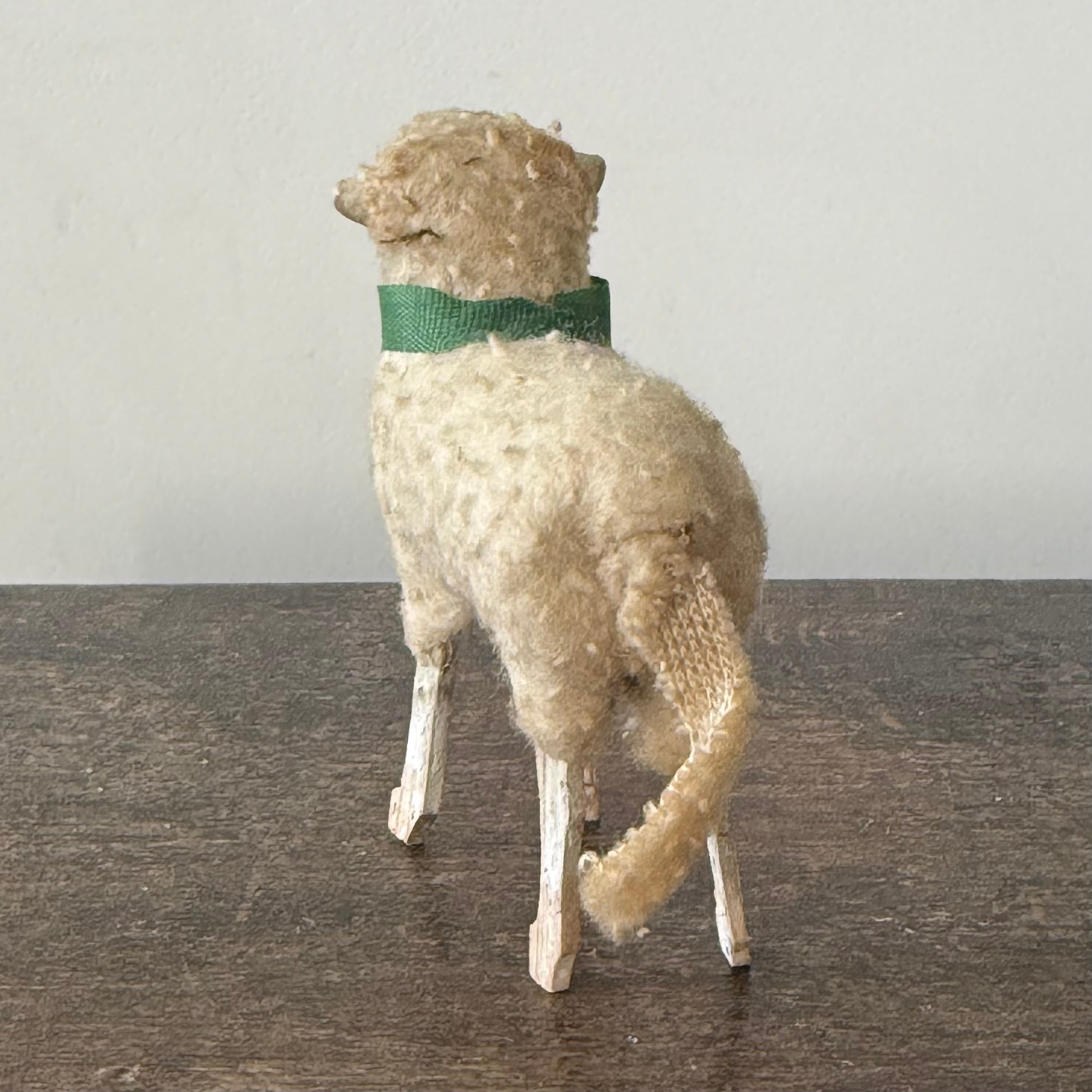 Antique German Putz Sheep Set Wool Covered Nativity Figures c1920