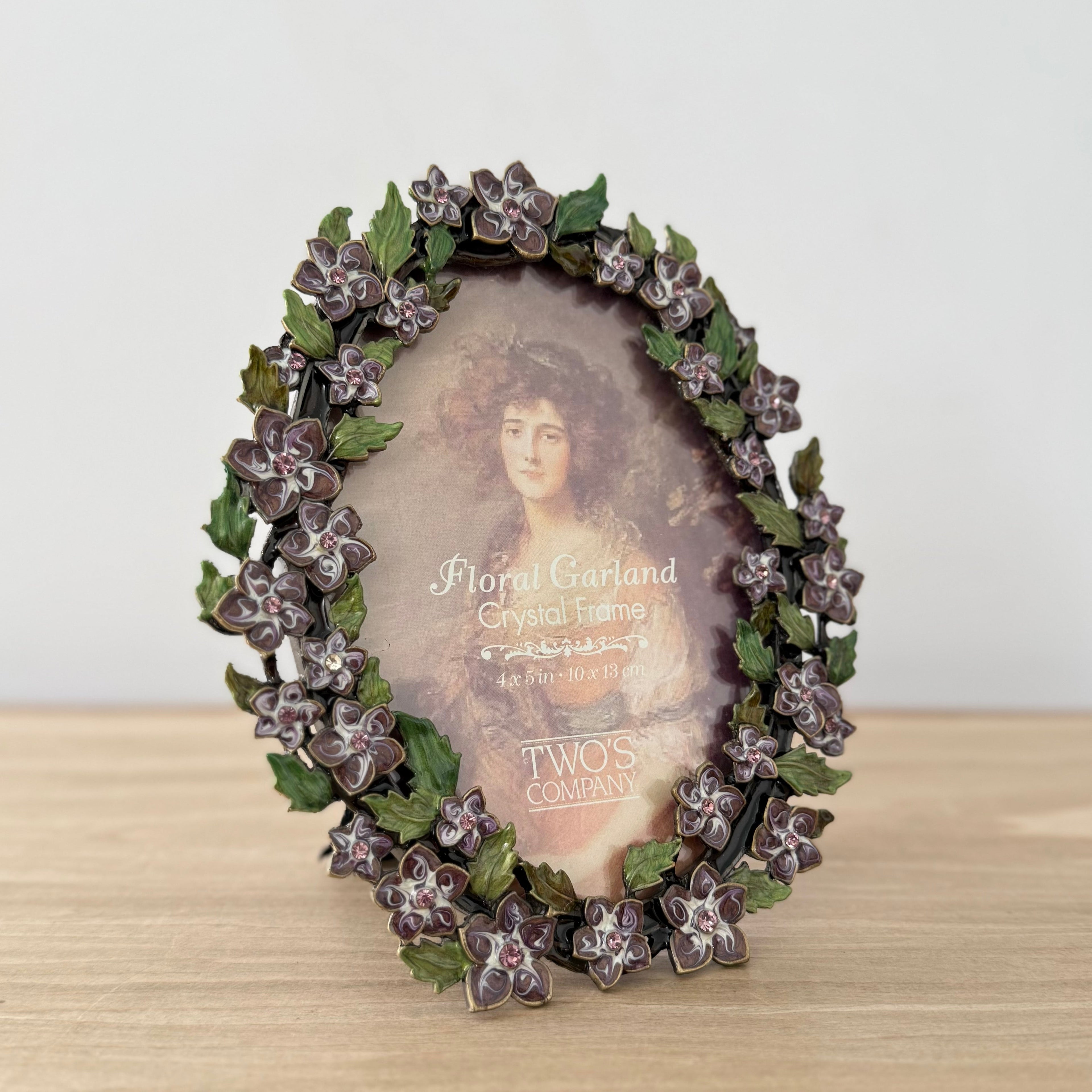 Lilac Purple Floral Crystal Photo Frame 4x5 Decorative Vintage Style