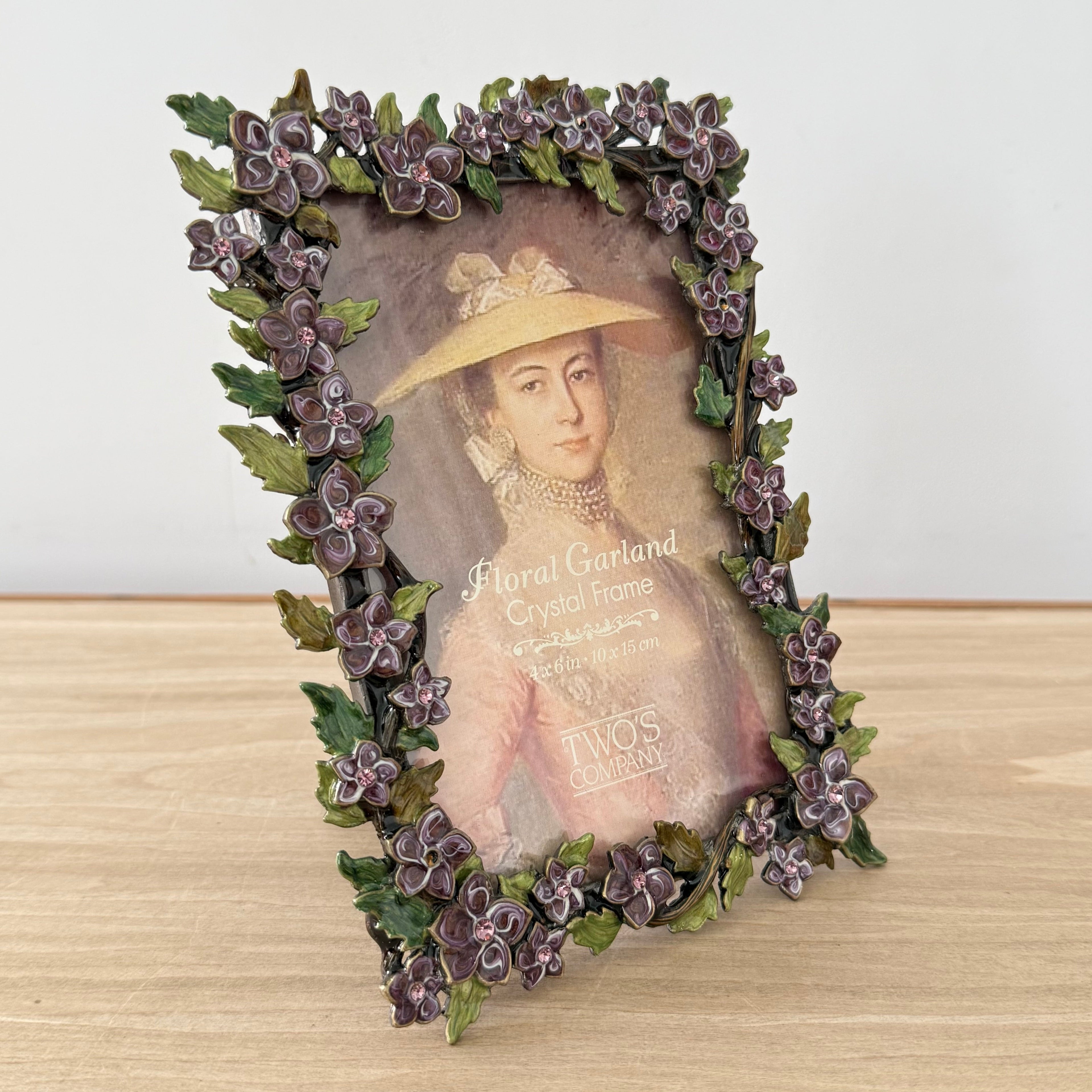 Lilac Floral Crystal Photo Frame 4x6 Decorative Vintage Style Gift