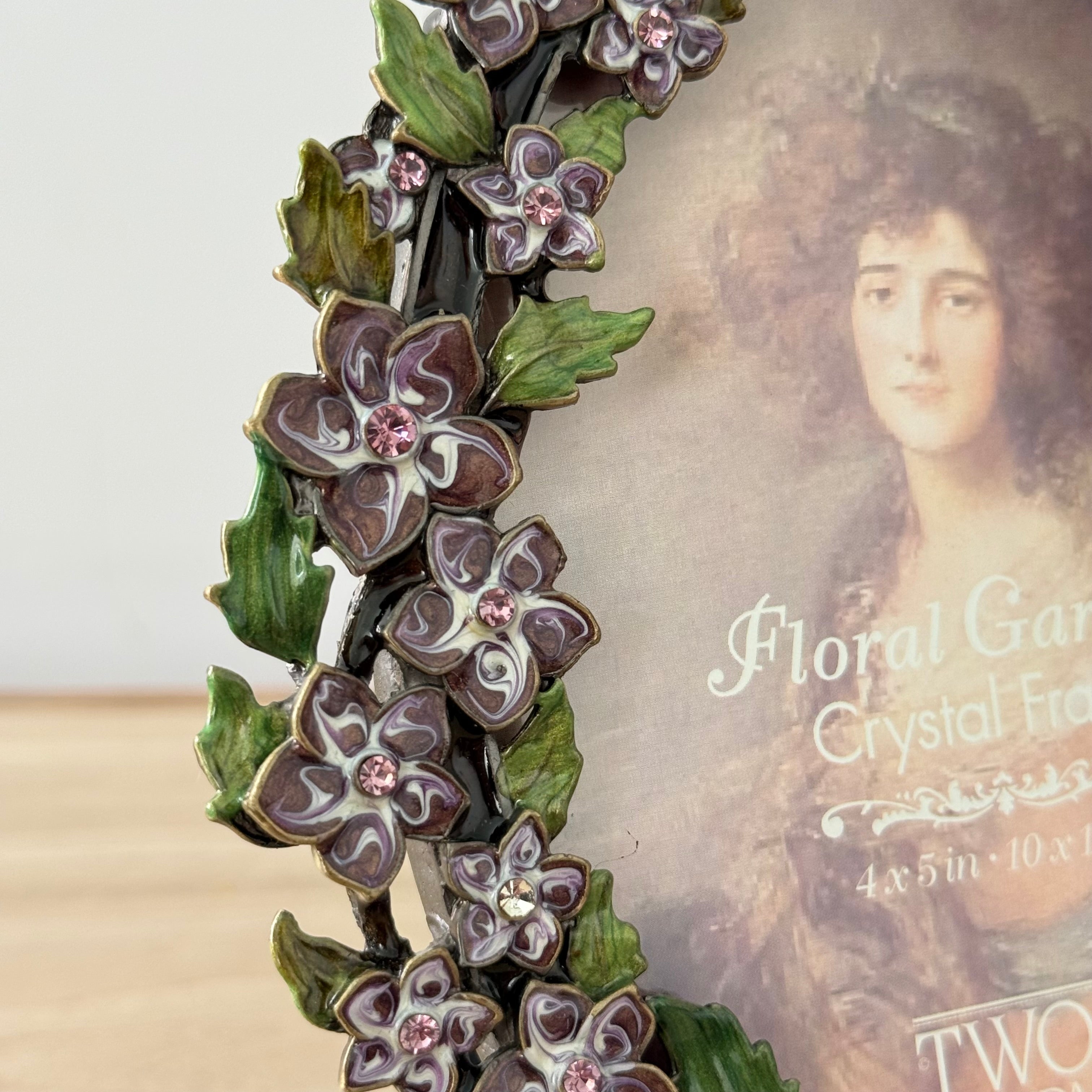 Lilac Purple Floral Crystal Photo Frame 4x5 Decorative Vintage Style
