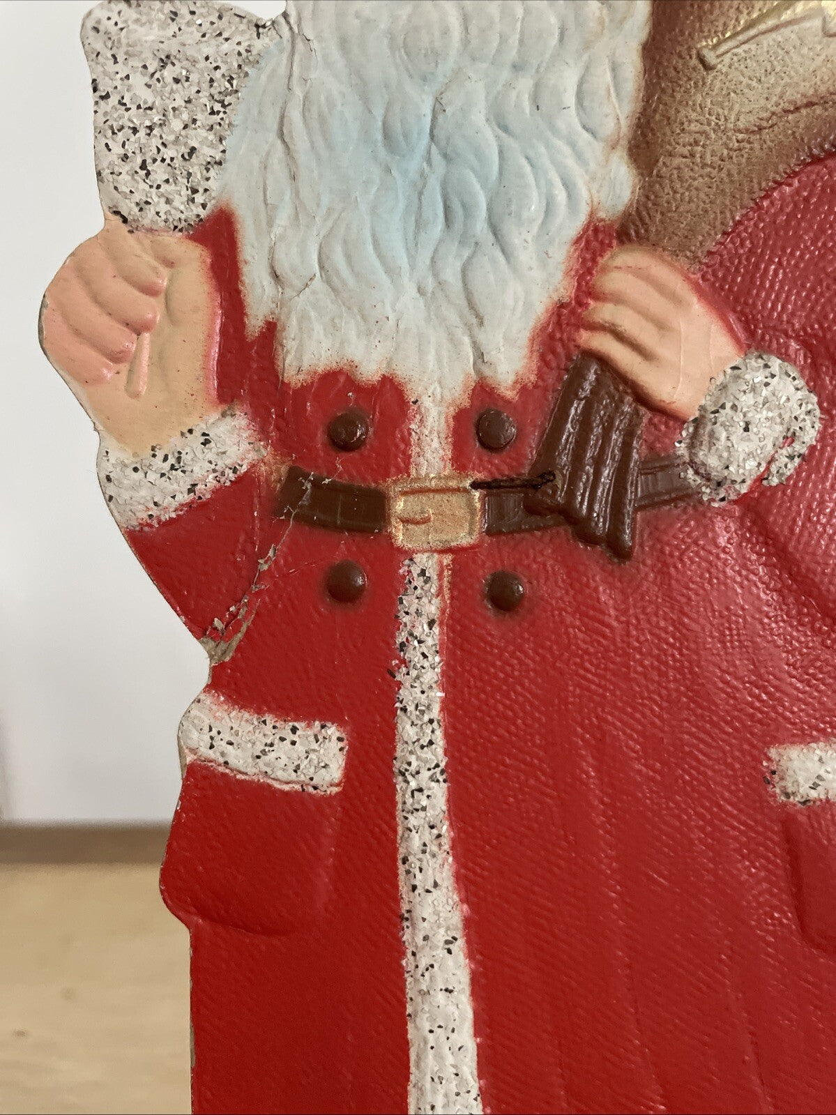 Antique Die Cut Santa Christmas Standee Embossed Pressed British Made - 27.7cm