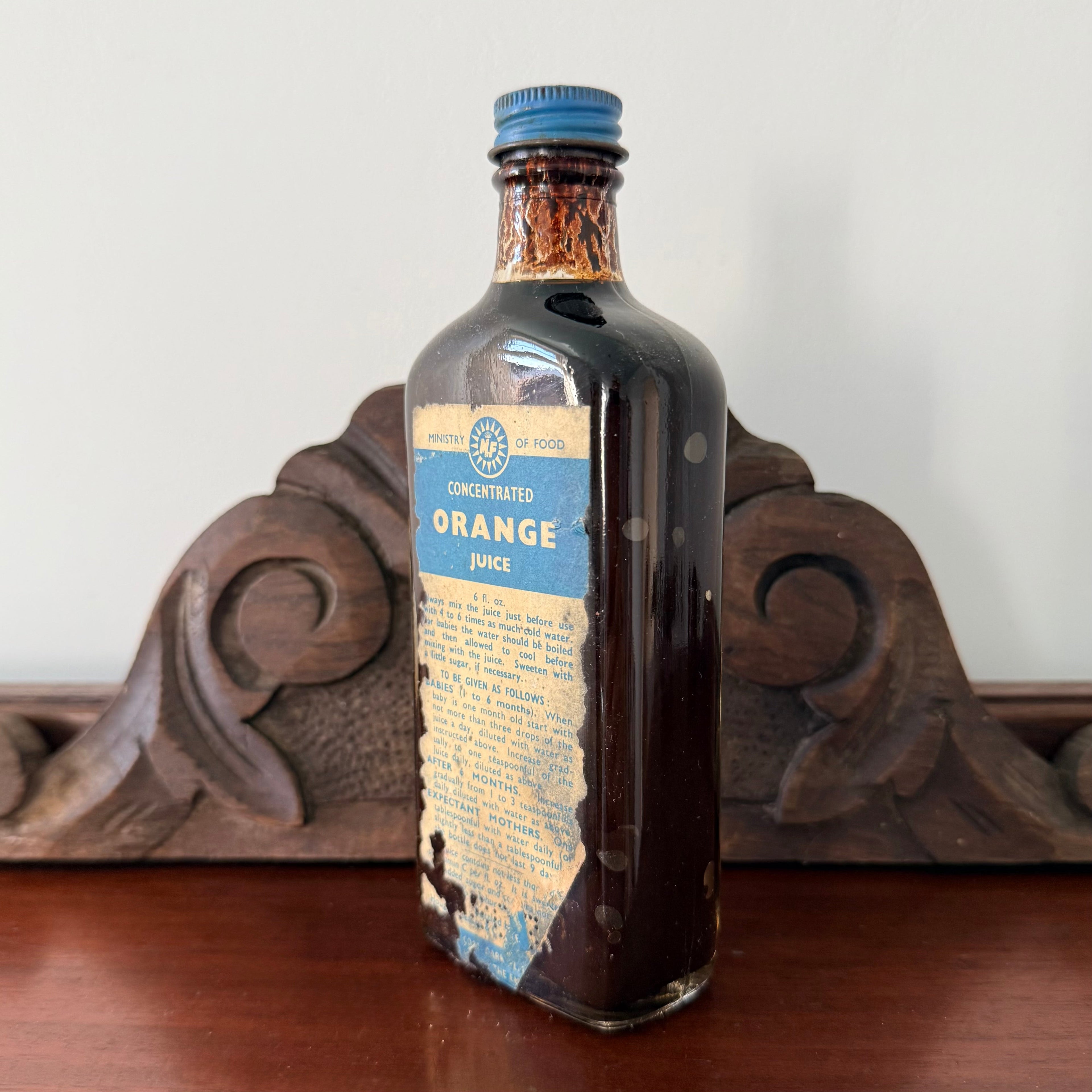 Vintage Ministry of Food Orange Juice Bottle Full Original Contents