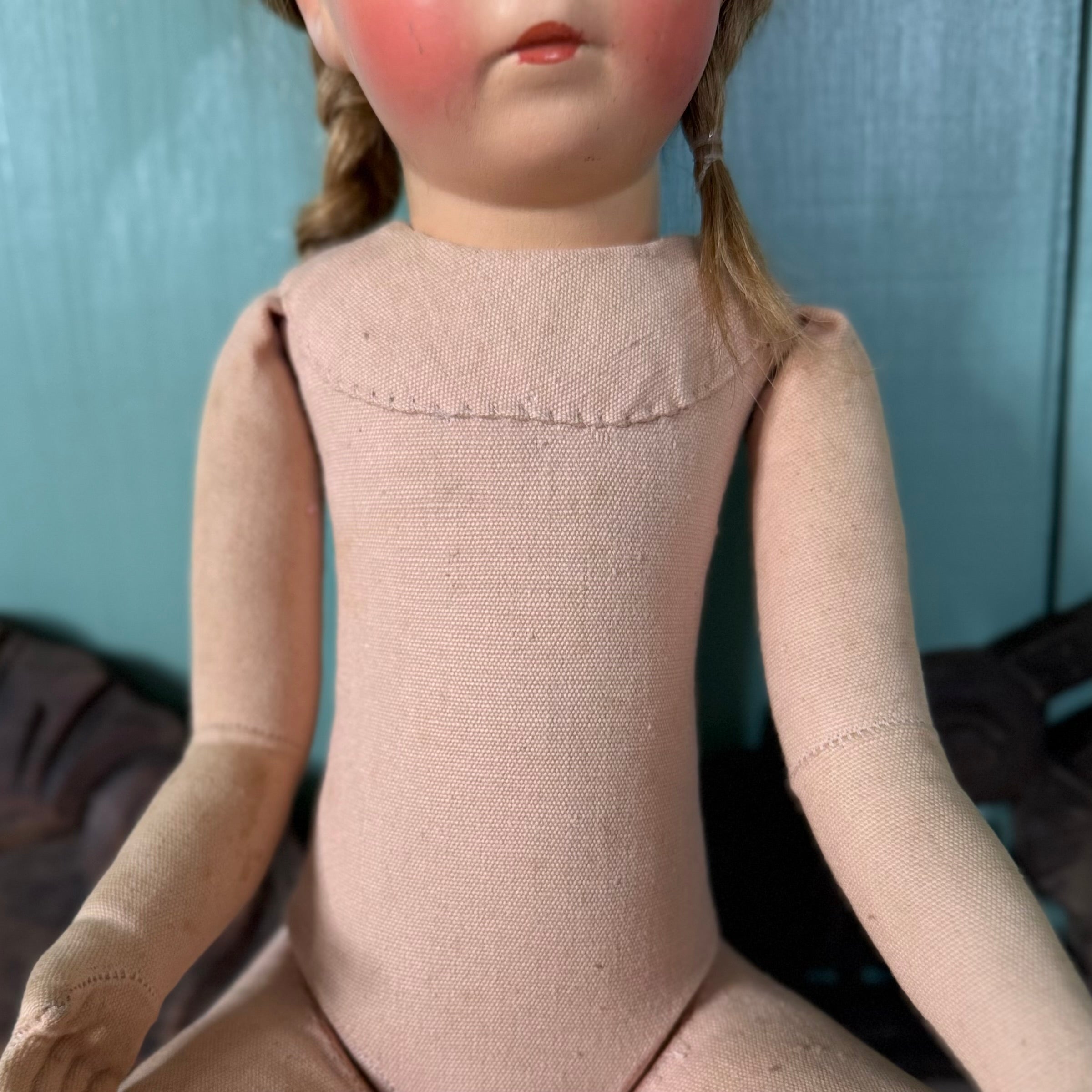 Vintage Käthe Kruse Doll 1779 Plastic Head Cloth Body 50cm
