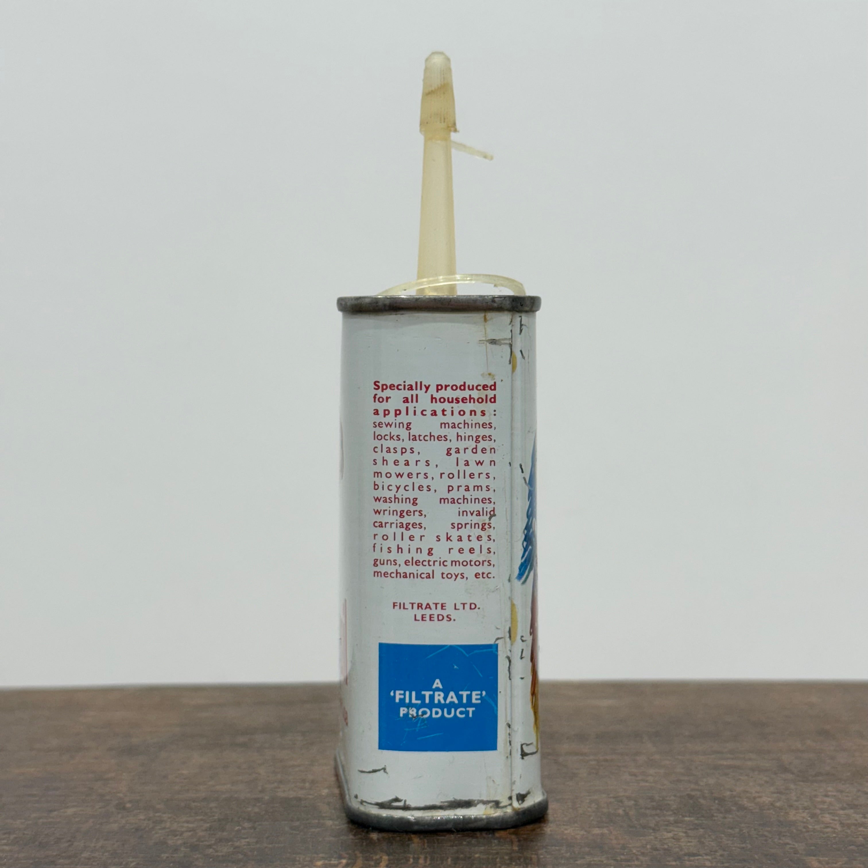 Vintage PolyOil Oiler Tin Filtrate Leeds Parrot Logo Cycle Machinery Oil Can