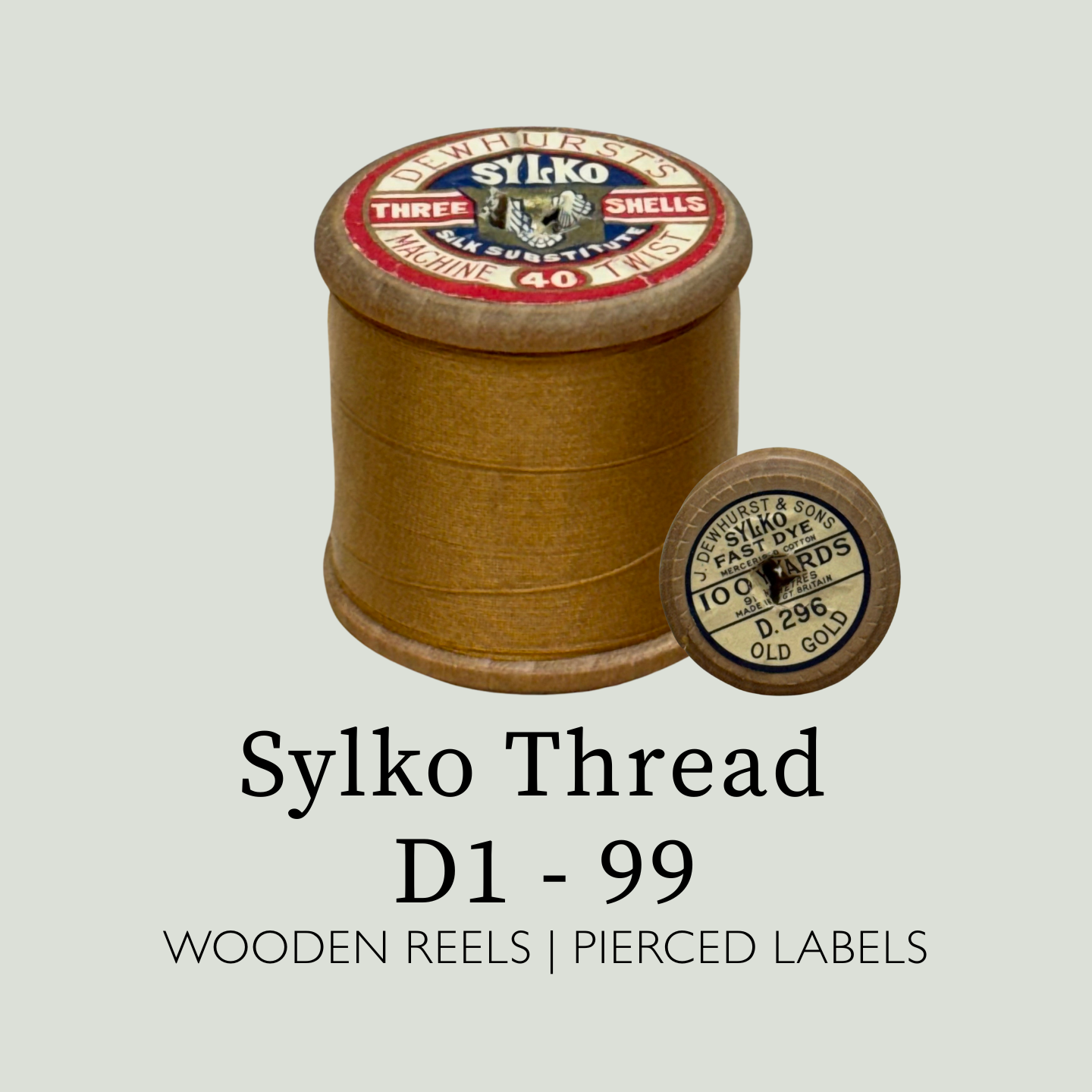 Dewhurst Sylko - Wooden Reels - Pierced D1-99 UPDATED COLOURS