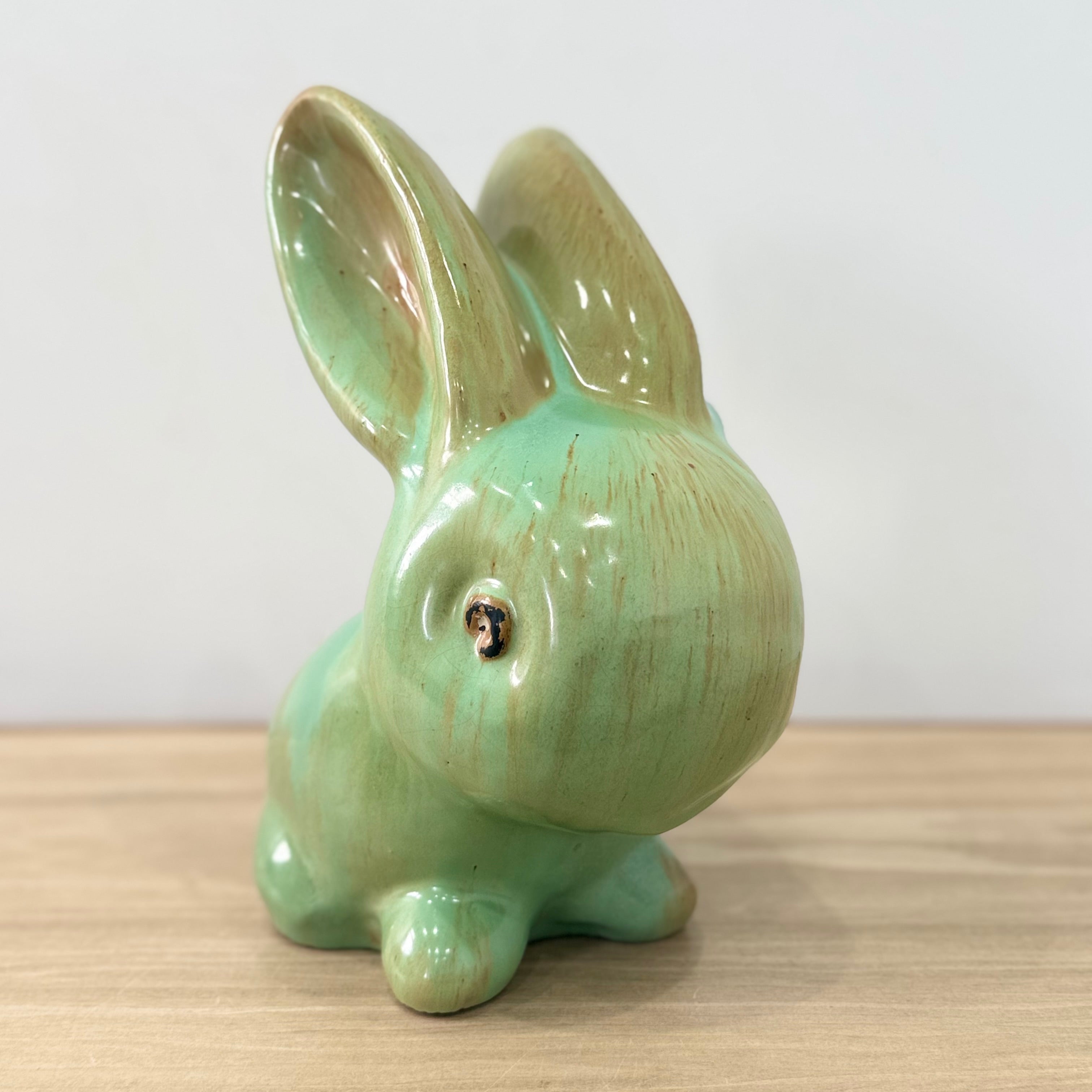 Extra Large Vintage Green Pottery Rabbit Denby SylvaC Style Mid Century