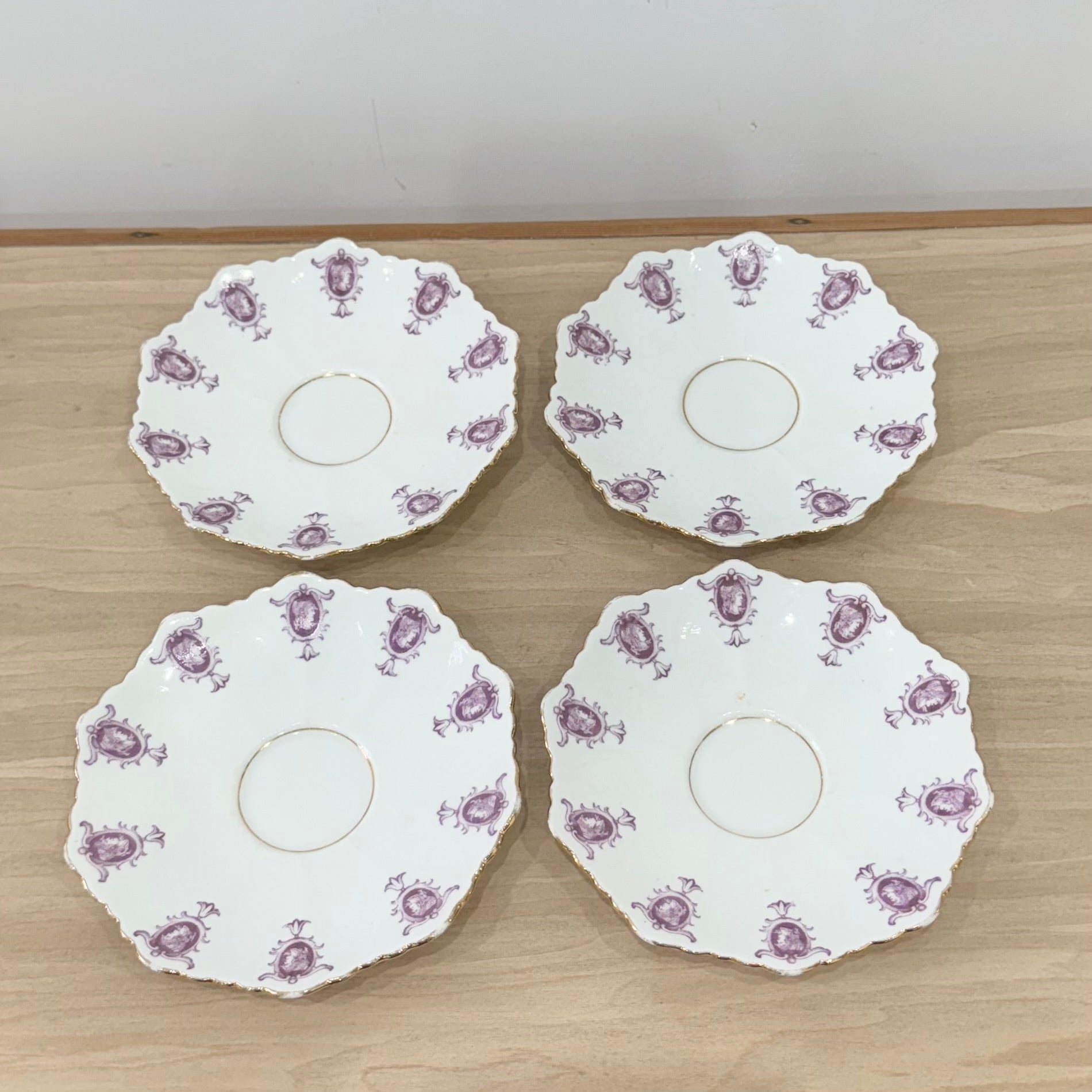 Pre-War Paragon China Purple Cameo Tea Set Cups Saucers Milk Sugar Plate