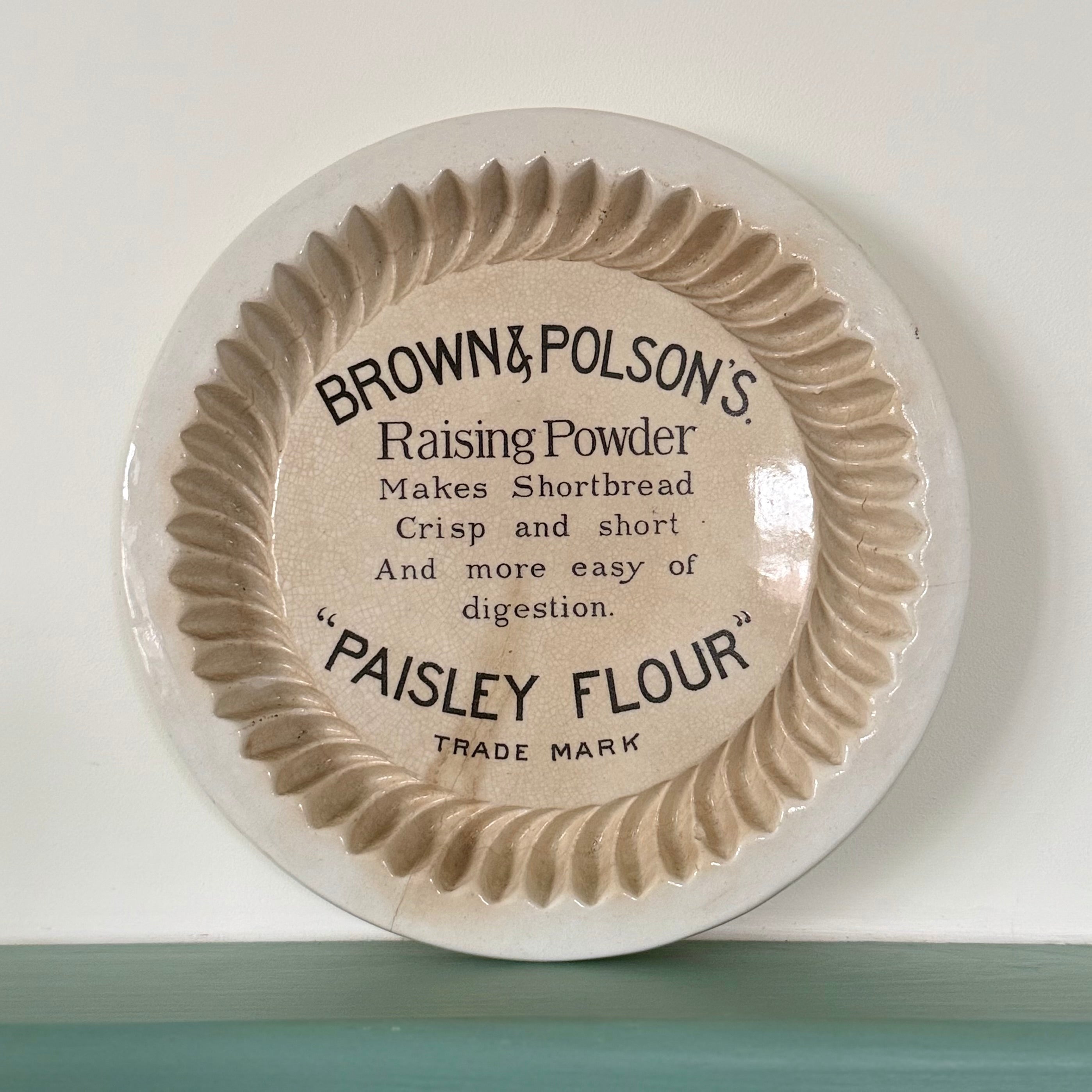 Antique Brown Polson Paisley Flour Advertising Plate Boulton Burslem