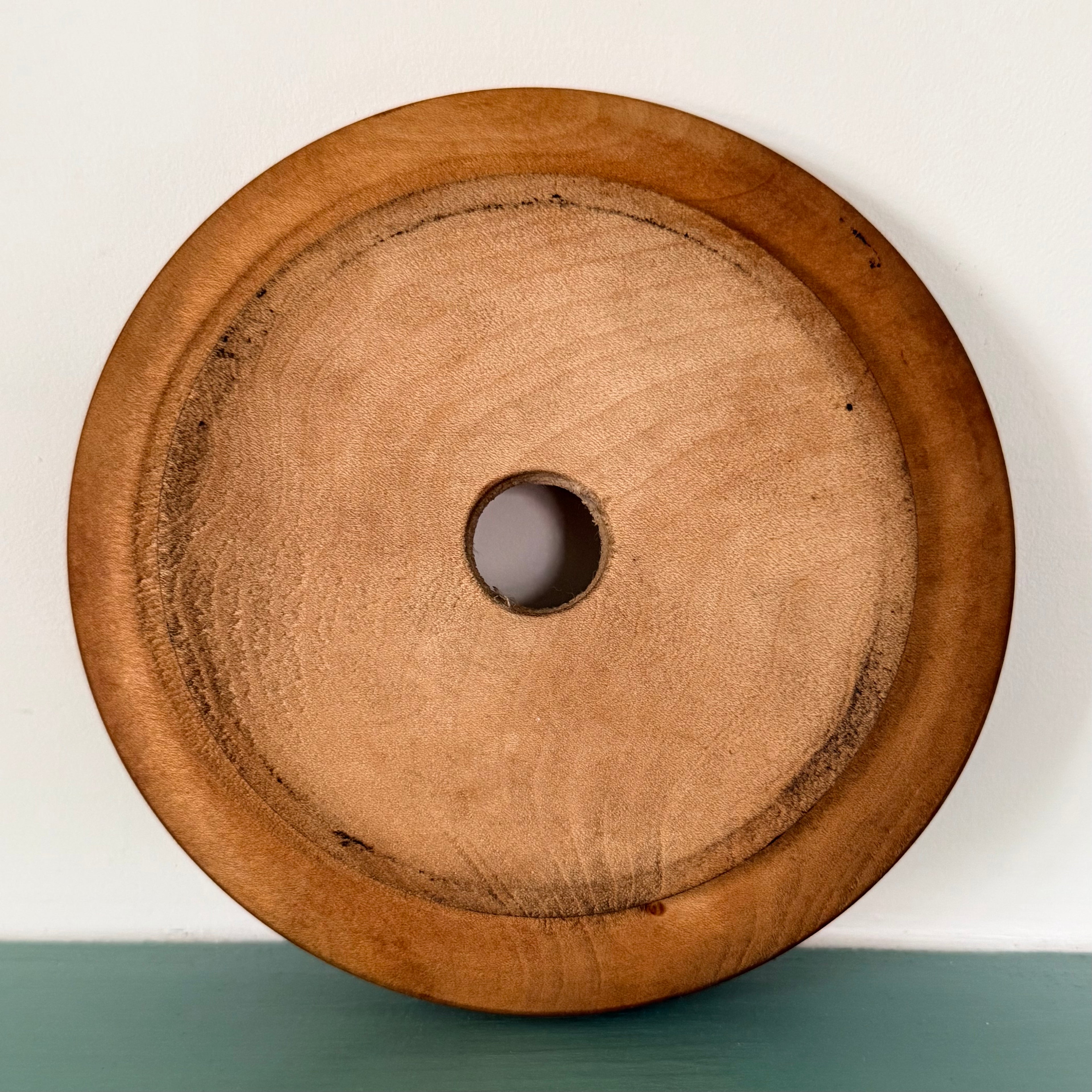 Antique Treen Butter Dish Wooden Surround with Blue Willow Insert