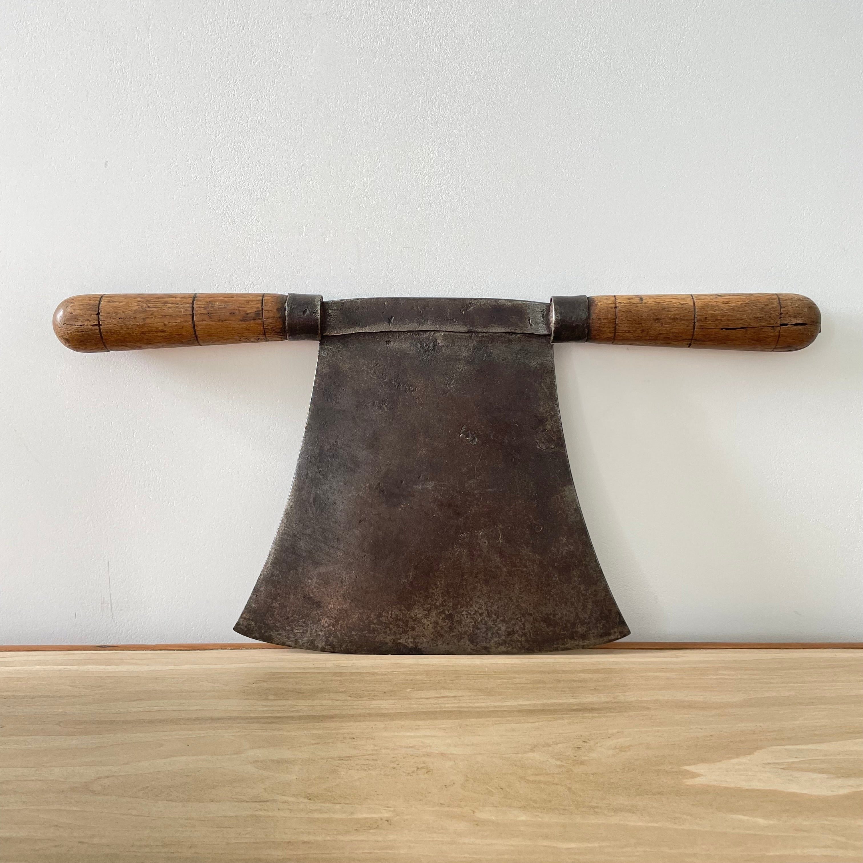 Large Antique Double-Handled Herb Chopper - 19th–Early 20th Century Kitchenalia