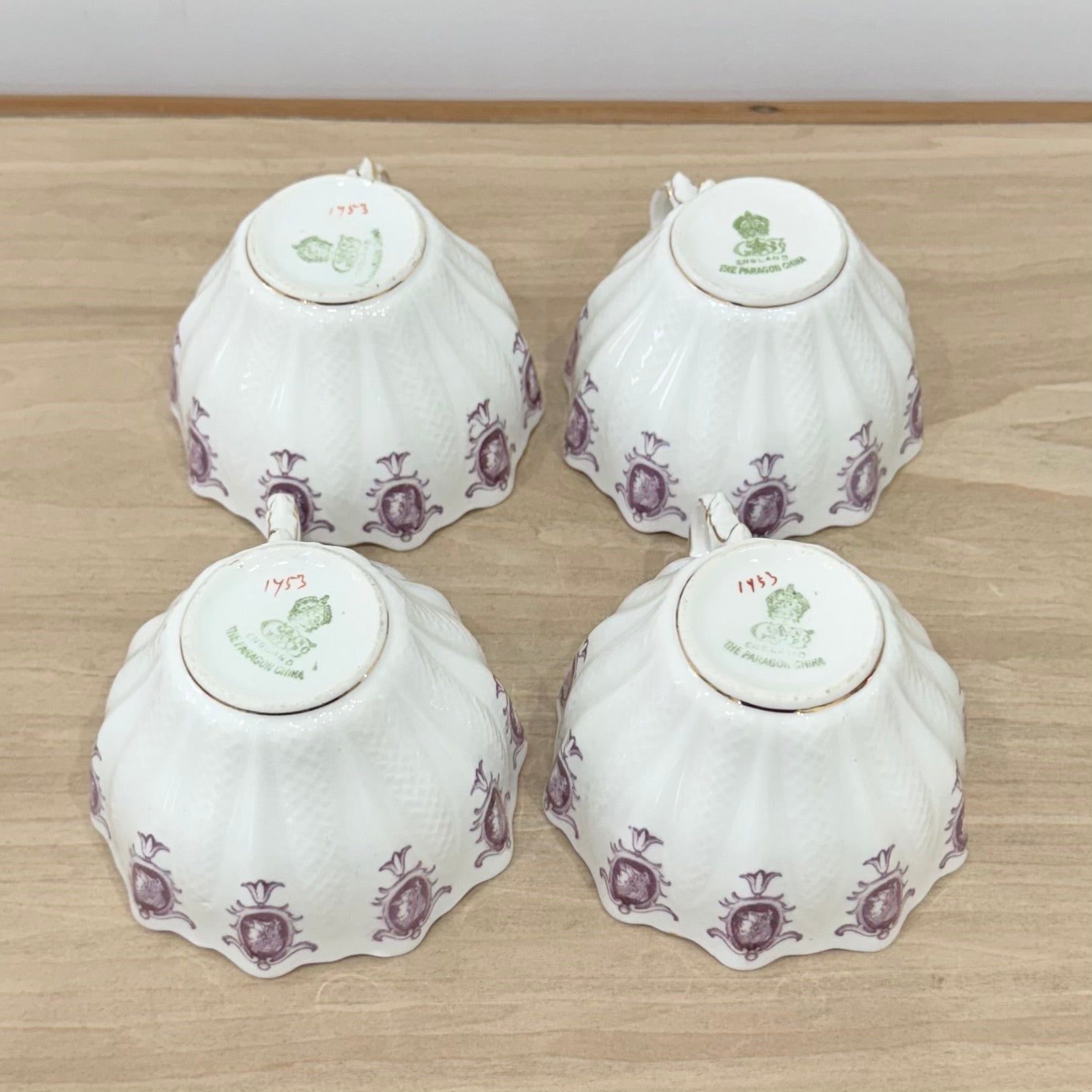 Pre-War Paragon China Purple Cameo Tea Set Cups Saucers Milk Sugar Plate