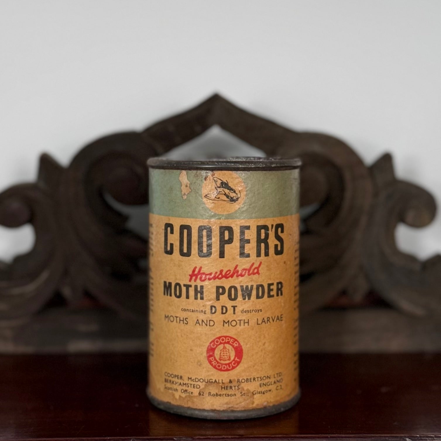 Vintage Cooper’s Moth Powder DDT Tin Empty Advertising Collectable