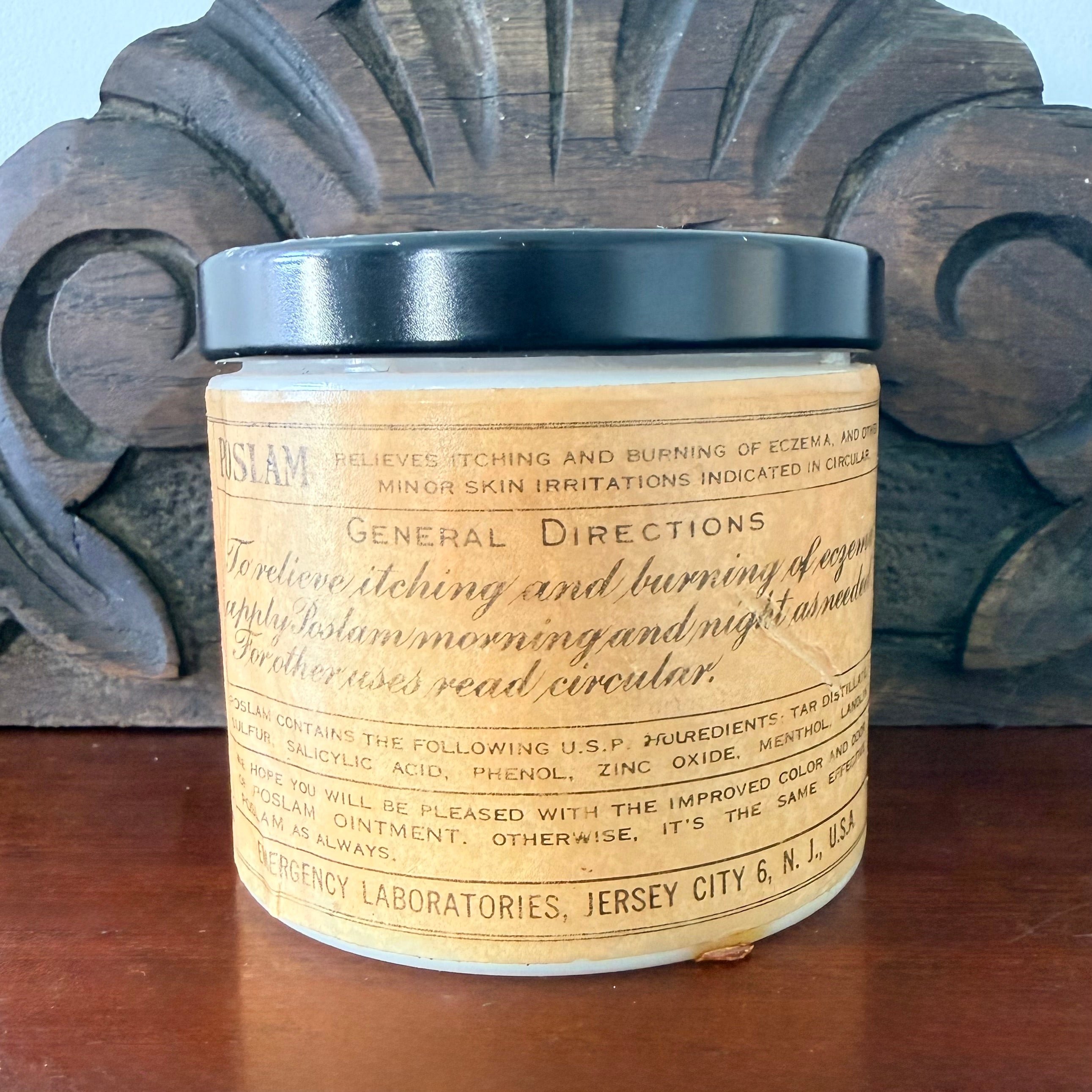Poslam Ointment Jar 5oz Emergency Laboratories Apothecary Pot