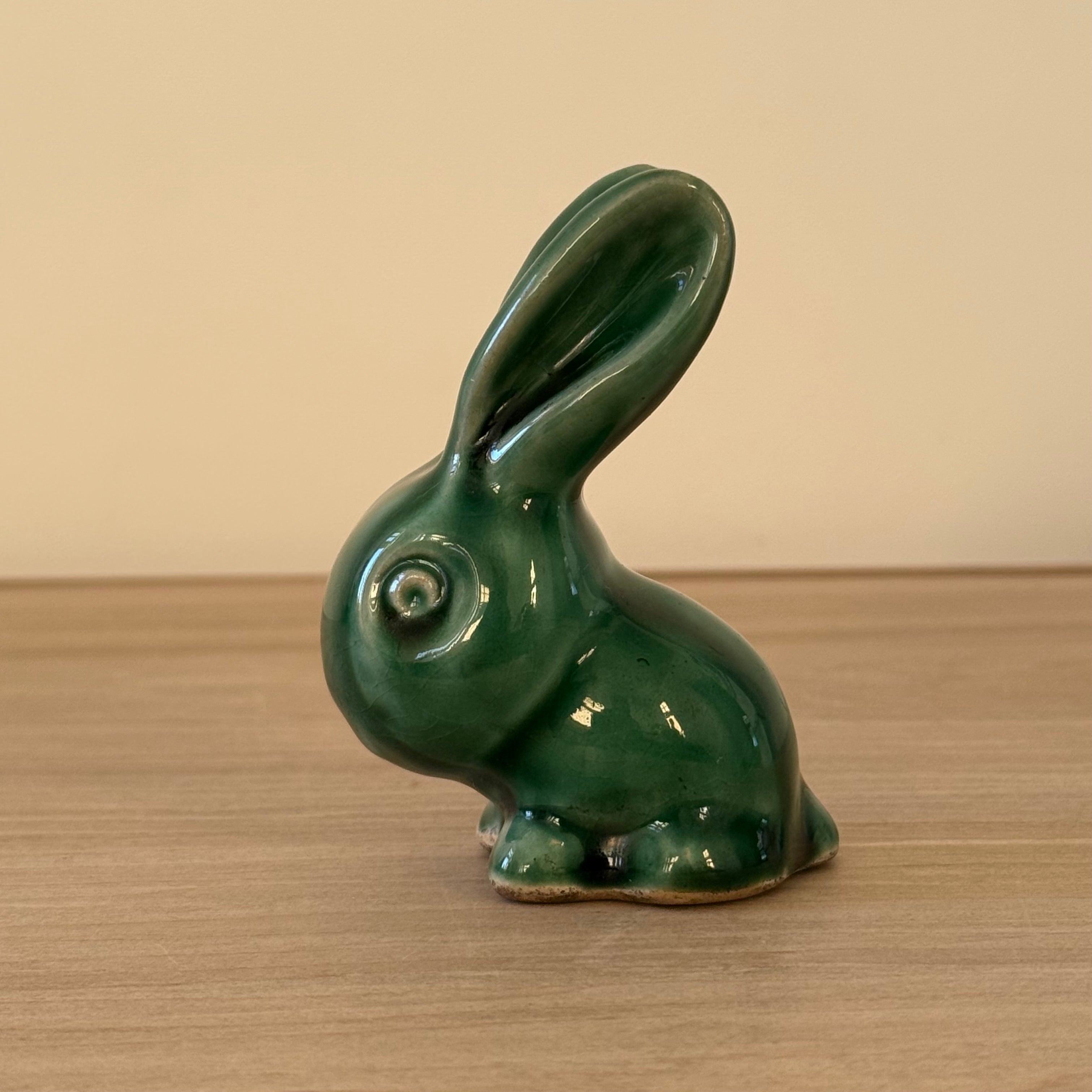 Vintage Denby Bourne Green Rabbit Stoneware Figurine England 8cm