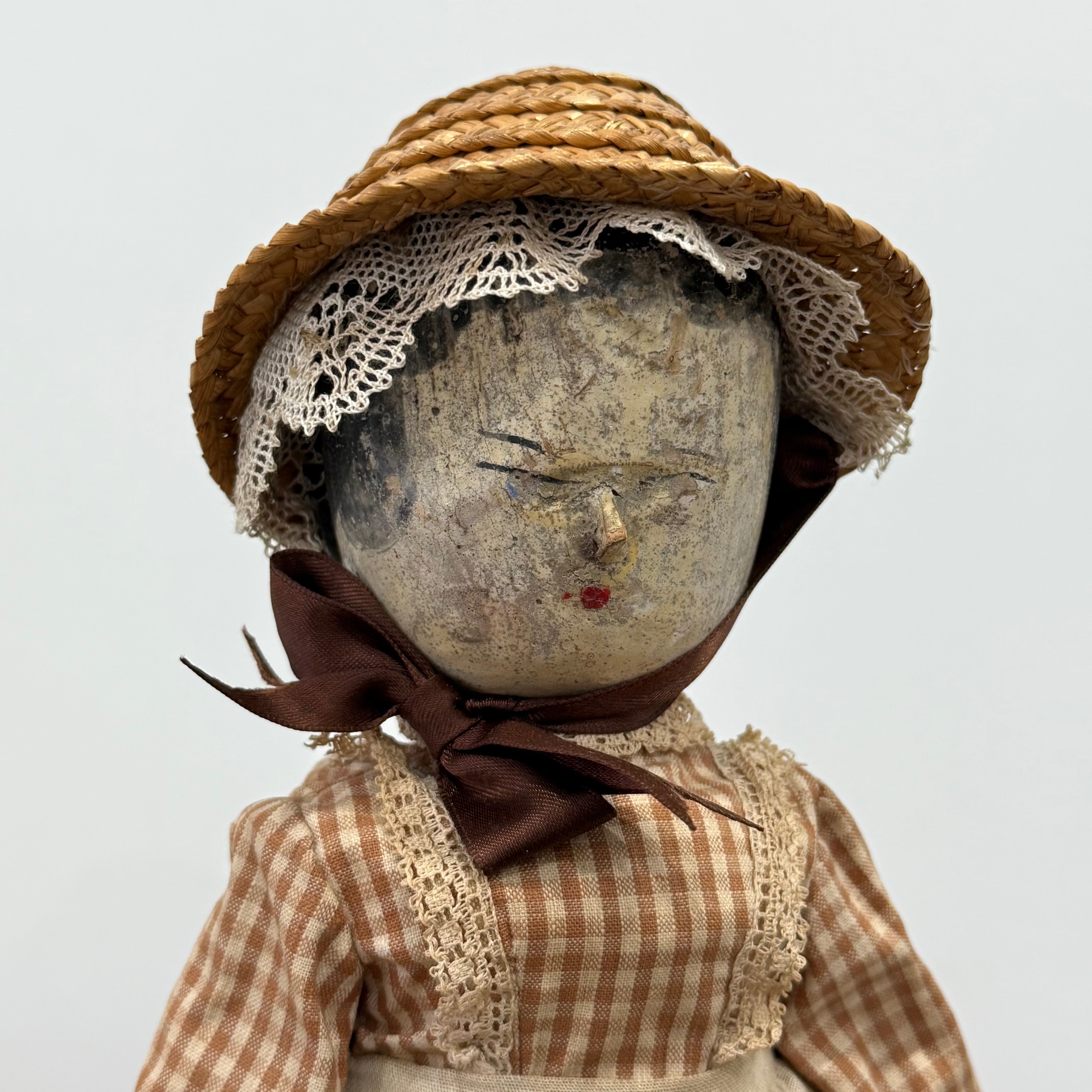 Victorian Peg Doll Folk Art Wooden Doll c1900