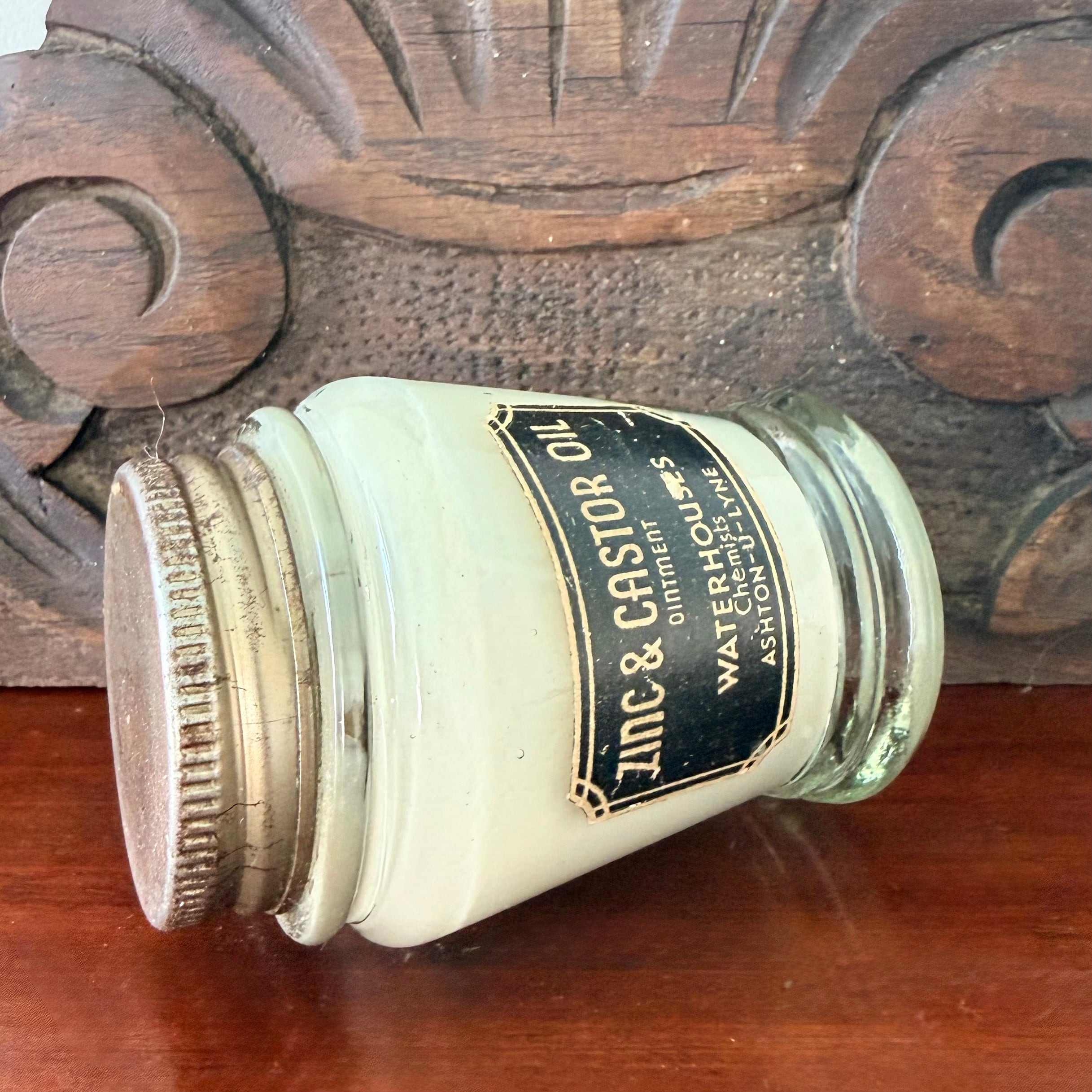Vintage Zinc & Castor Oil Ointment Jar Waterhouse’s Chemist UK