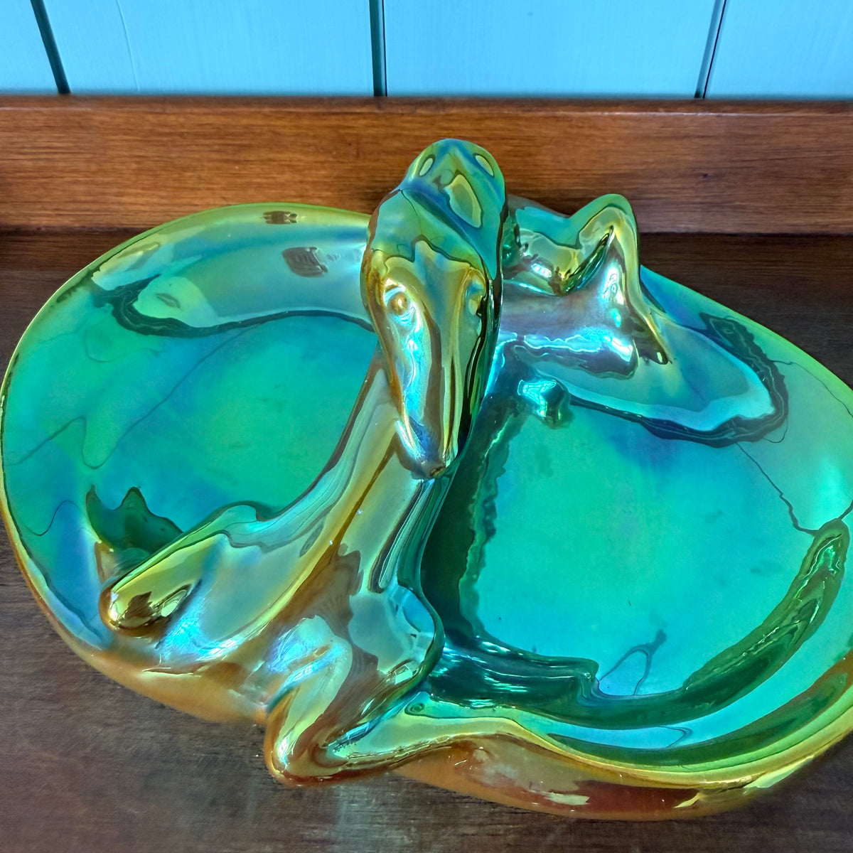 Art Deco Zsolnay Eosin Ceramic Basket Dish c.1930