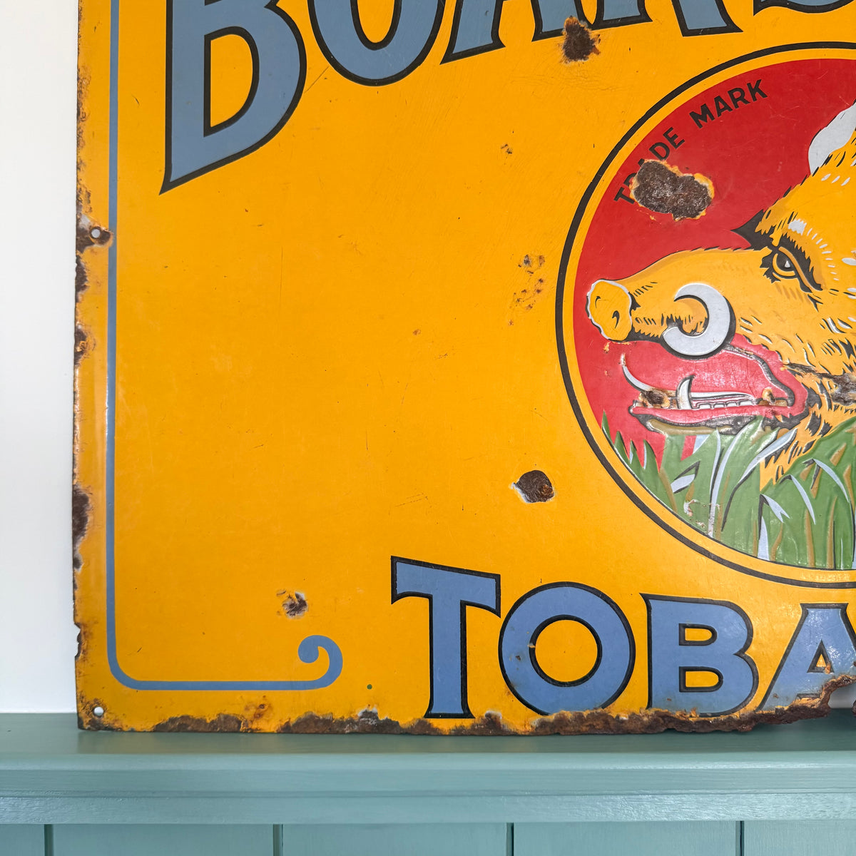 Large Original Boar’s Head Tobacco Enamel Advertising Sign – Burton Palmers Green