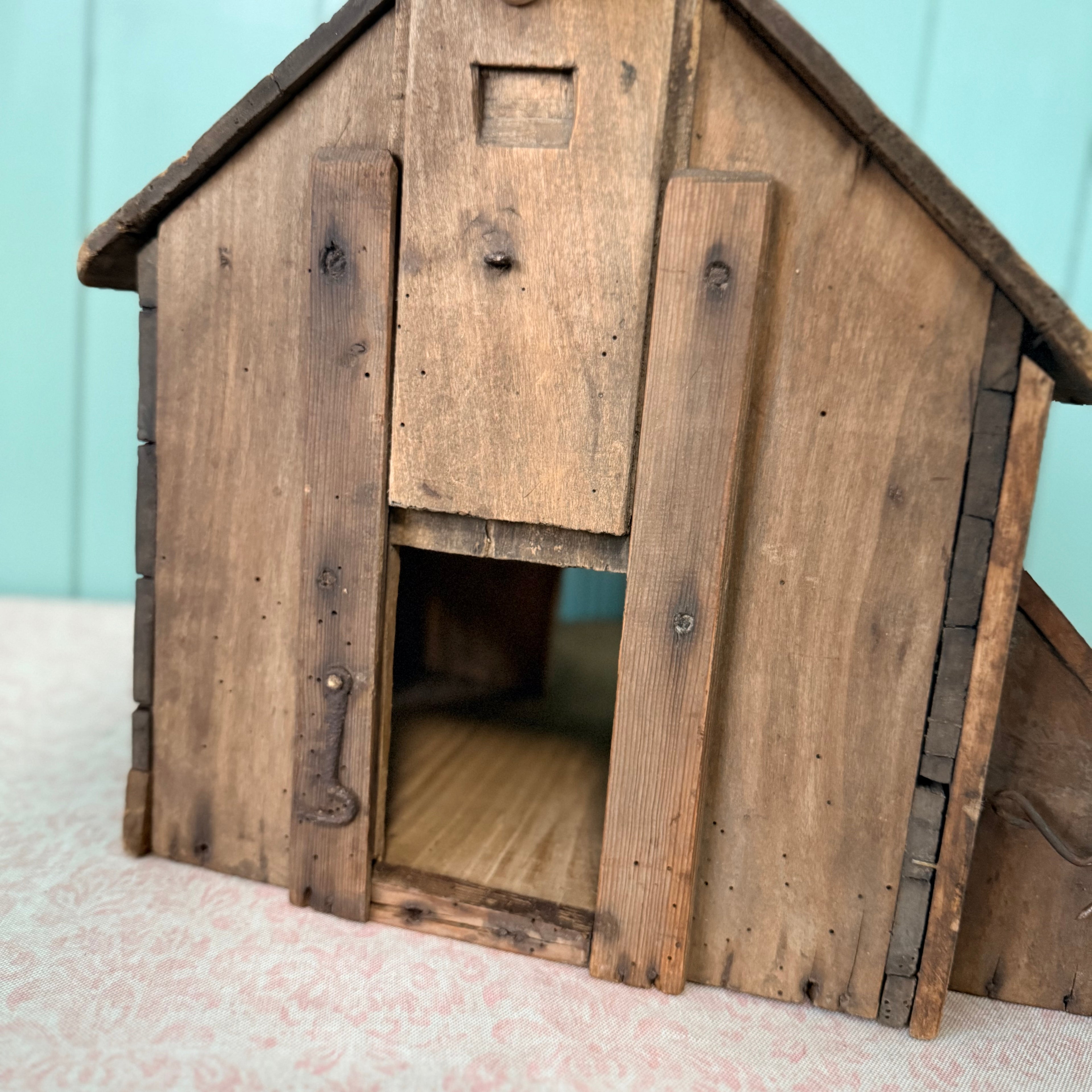 Antique Country House Squirrel Cage with Original Wire Run & Nest Box