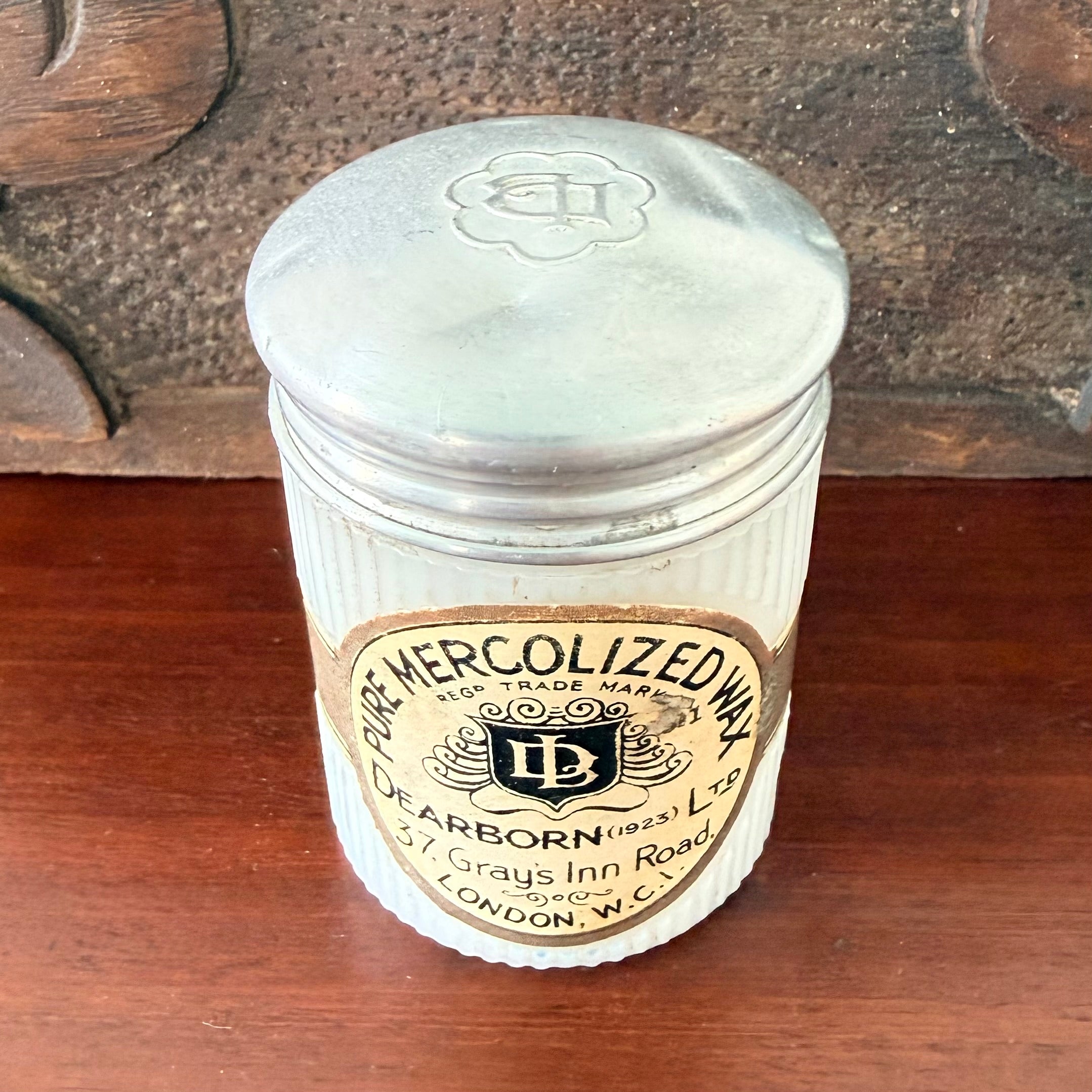 Dearborn Mercolized Wax Jar London Art Deco Vanity Pot
