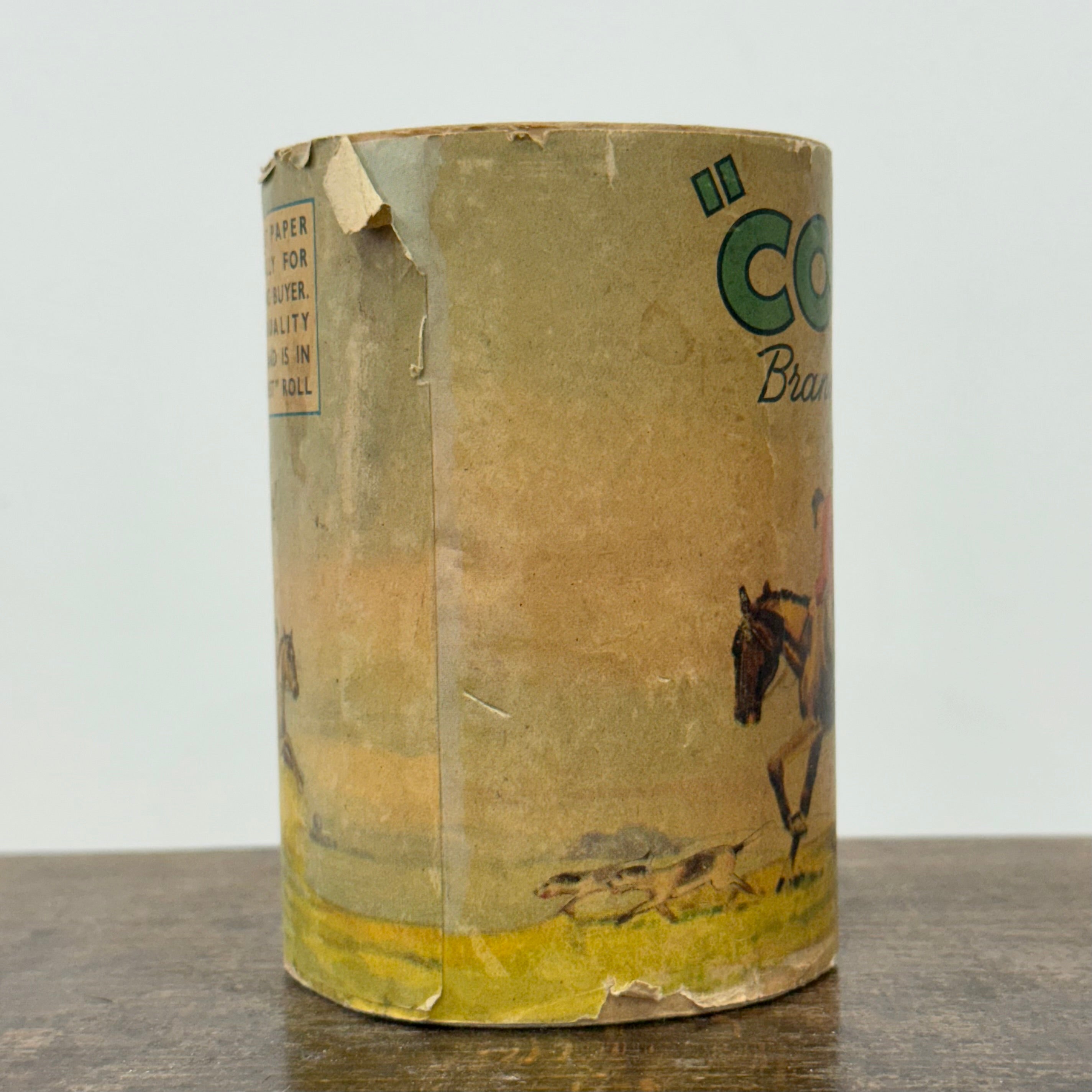 Vintage County Brand Toilet Paper Roll with Hunting Scene Wrapper