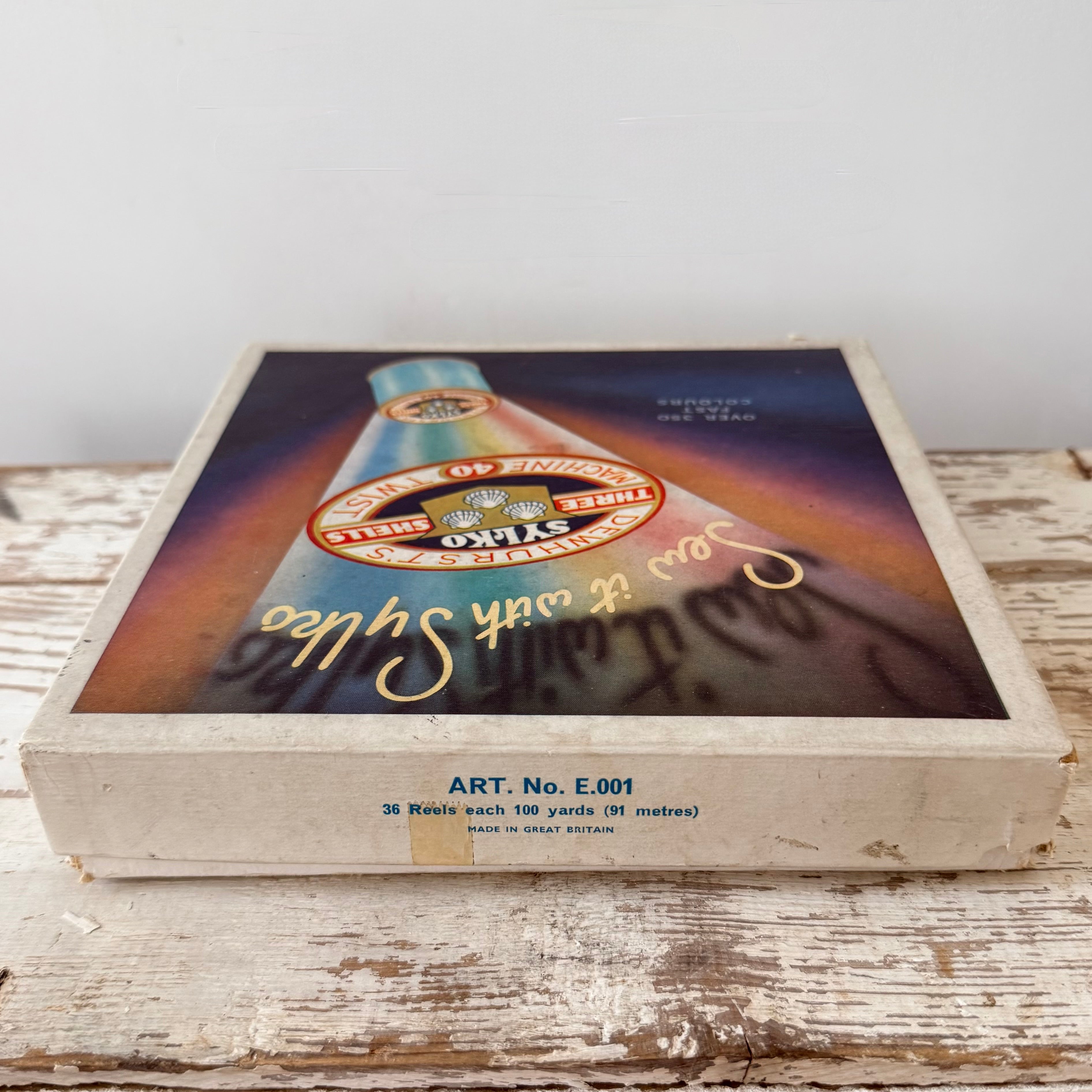 Vintage Dewhurst’s Sylko 36 Wooden Cotton Reels in Advertising Box
